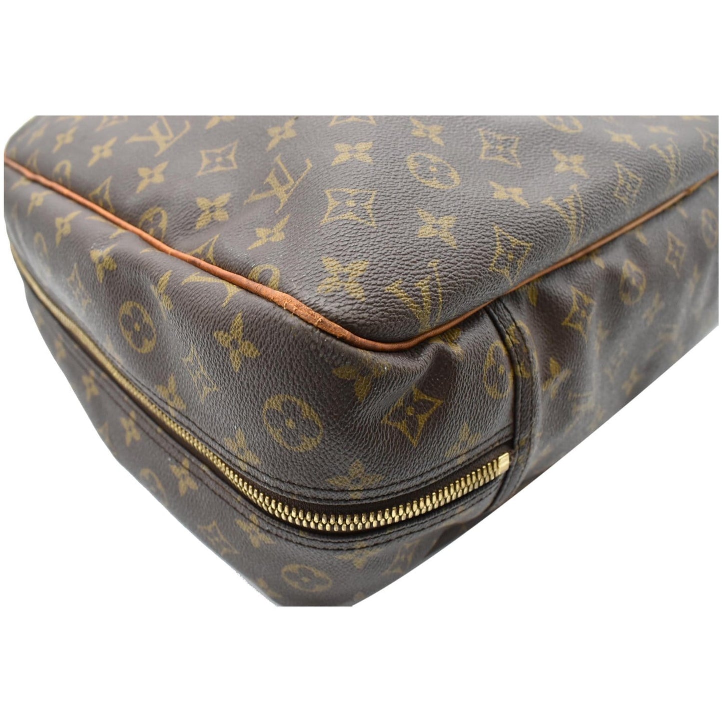 LOUIS VUITTON Alize 1 Poche Soft Monogram Canvas Suitcase Bag Brown