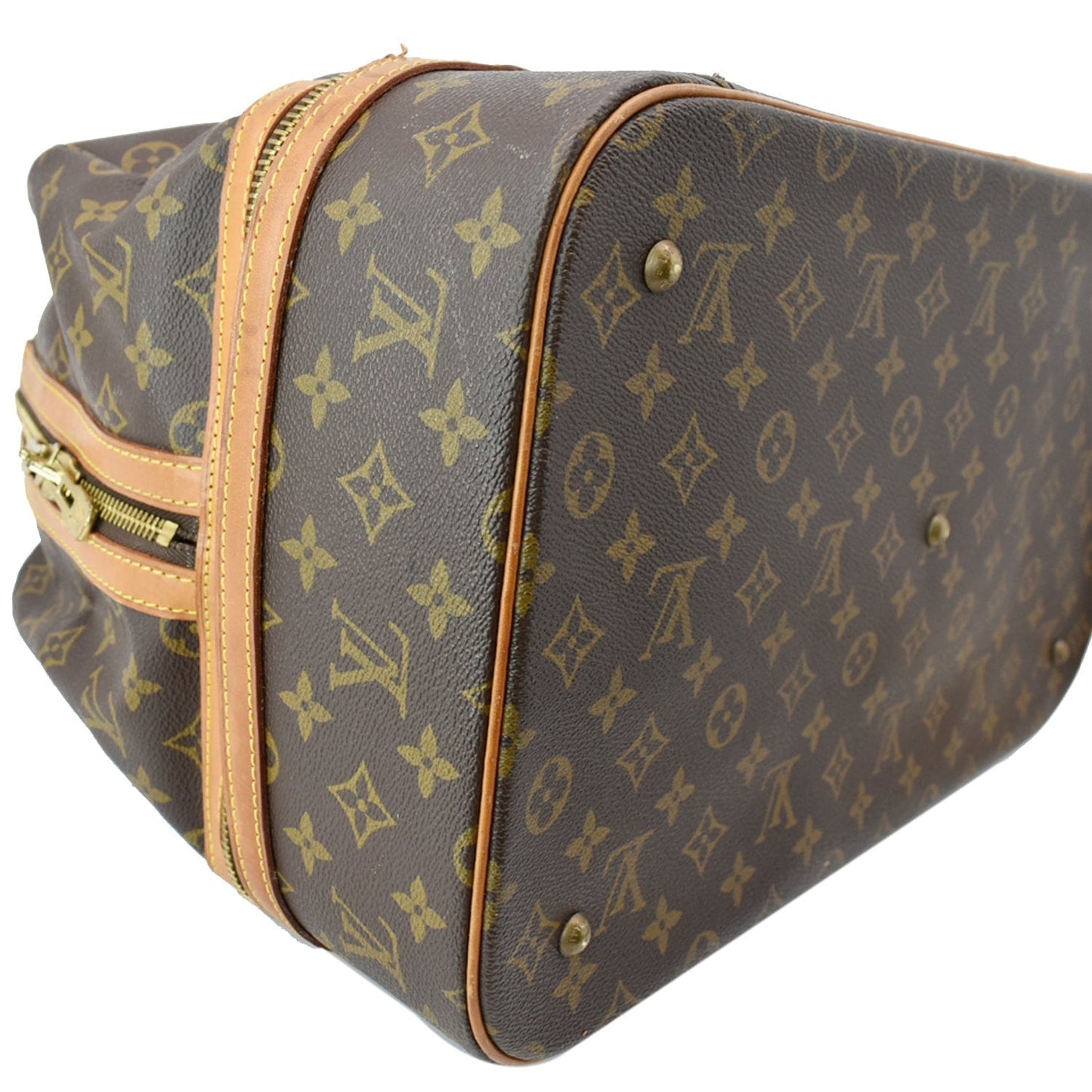 LOUIS VUITTON Vintage Sac Sport Monogram Canvas Boston Travel Bag Brown