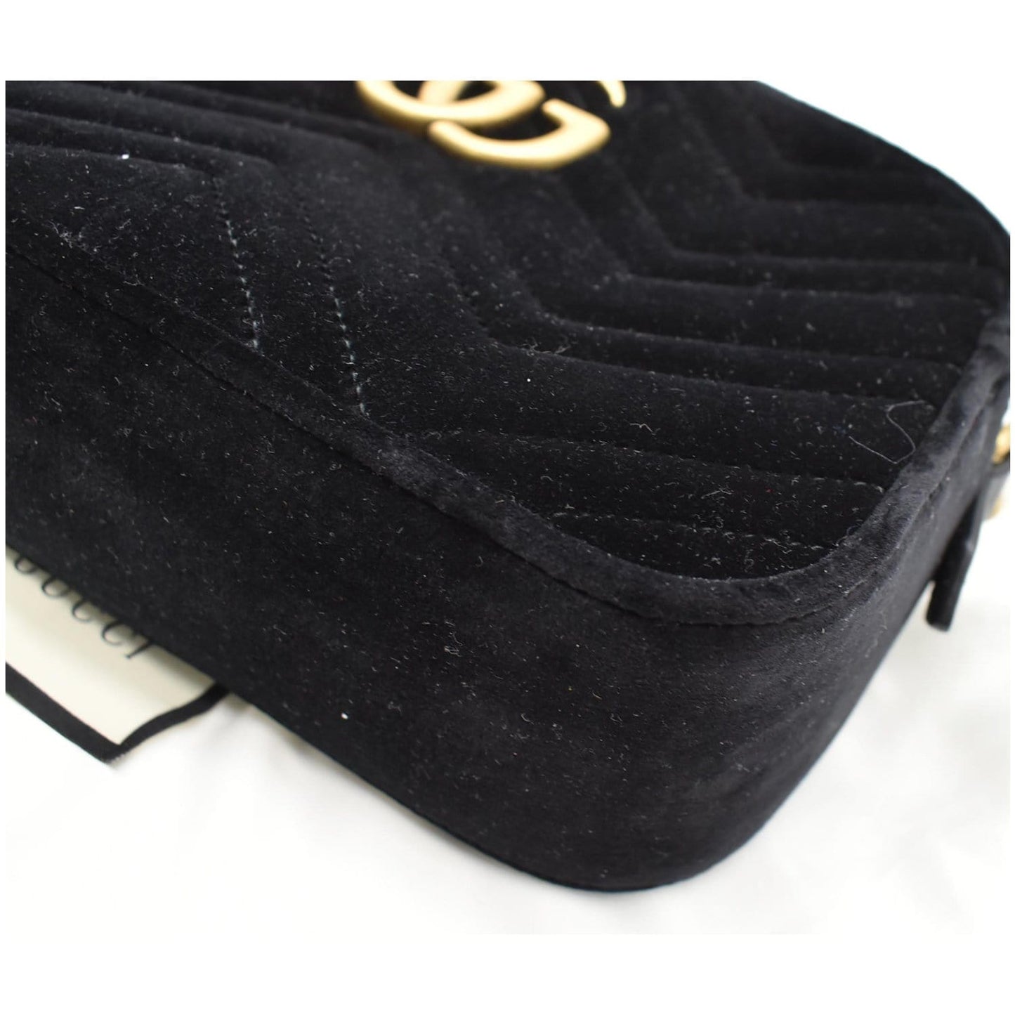 GUCCI  GG Marmont Small Velvet Matelasse Crossbody Bag Black 447632