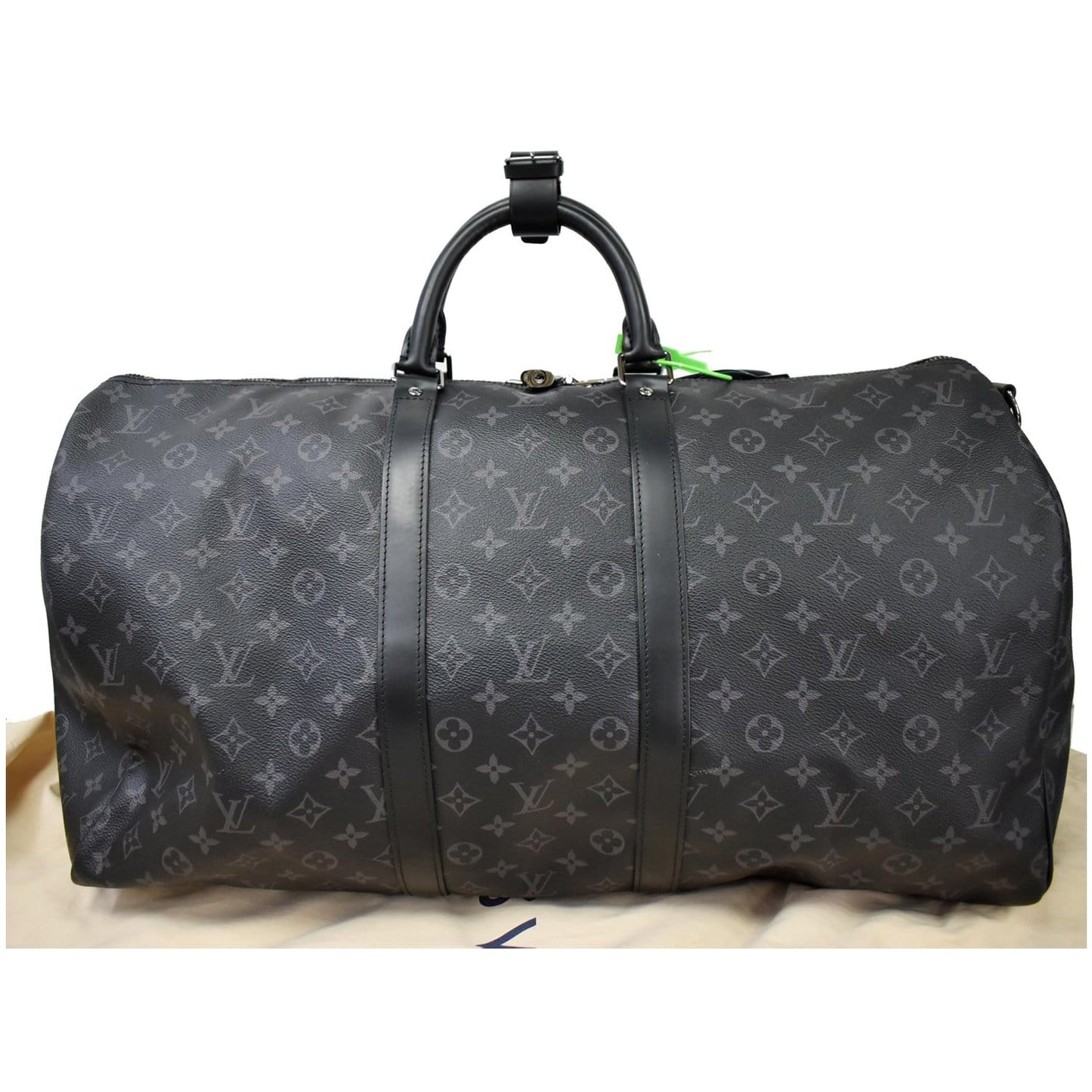 LOUIS VUITTON Keepall 55 Bandouliere Monogram Eclipse Travel Bag Black