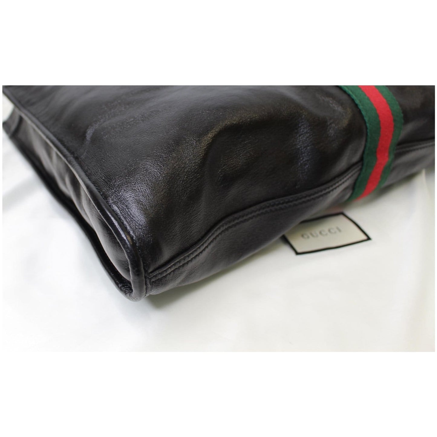 GUCCI Rajah Large Leather Tote Shoulder Bag Black 537219