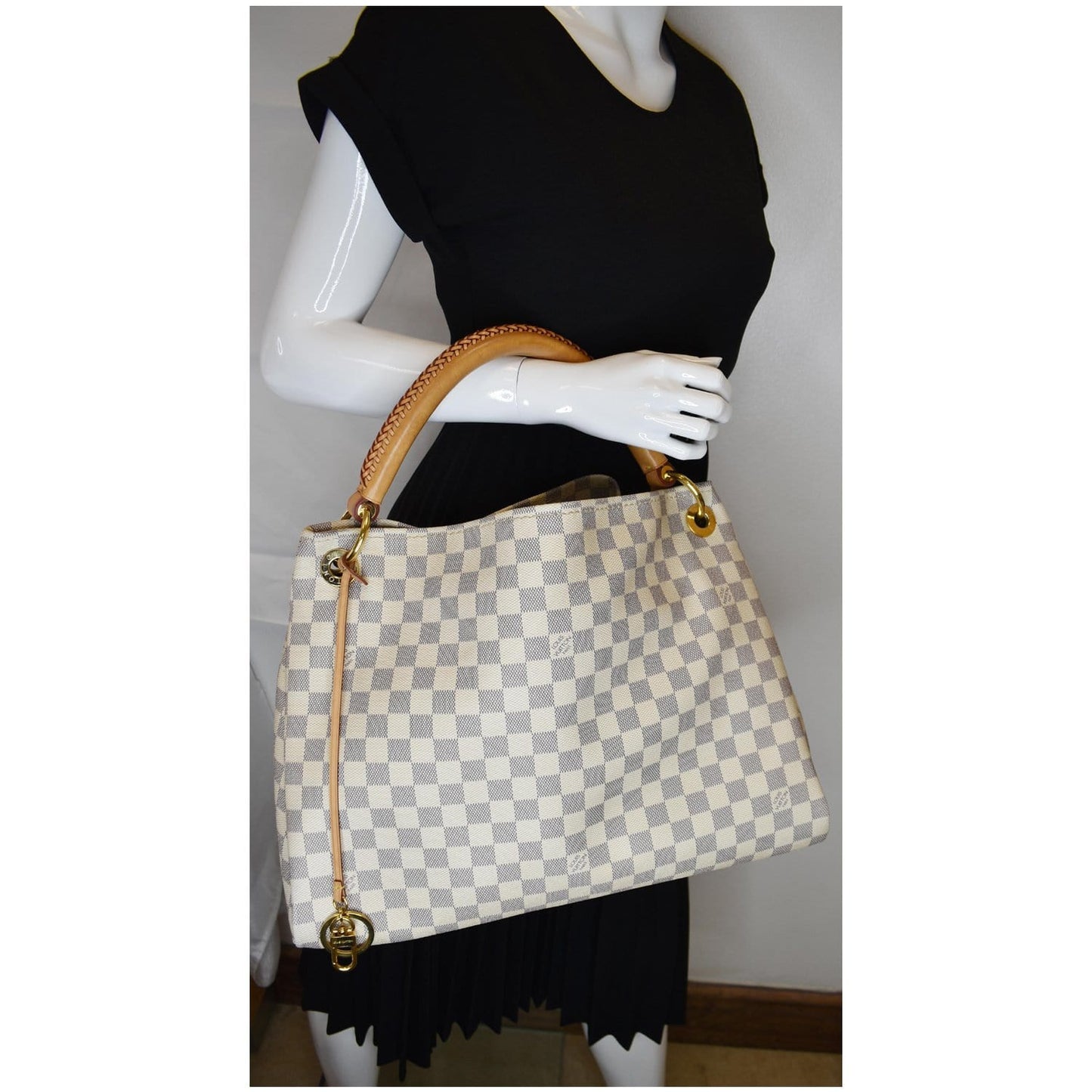 LOUIS VUITTON Artsy MM Damier Azur Shoulder Bag White