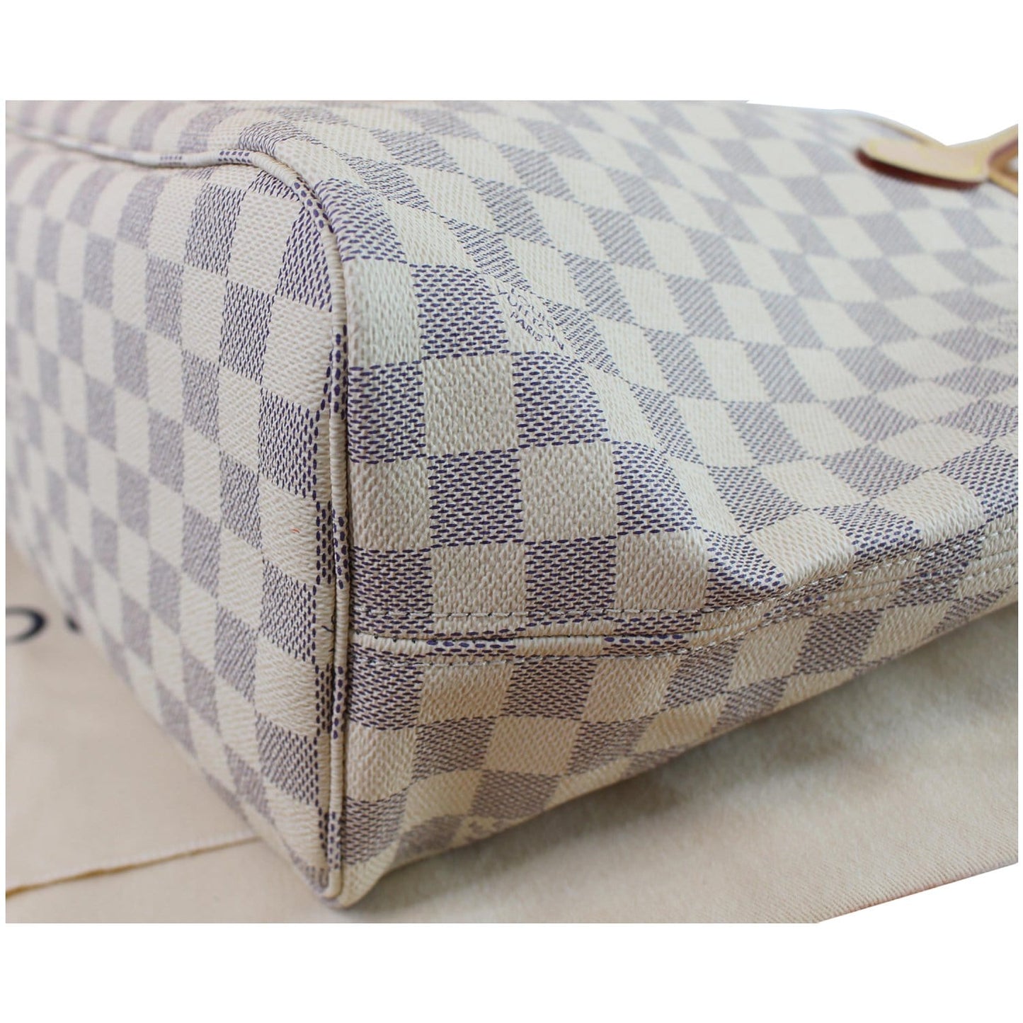 LOUIS VUITTON Neverfull MM Damier Azur Tote Shoulder Bag White