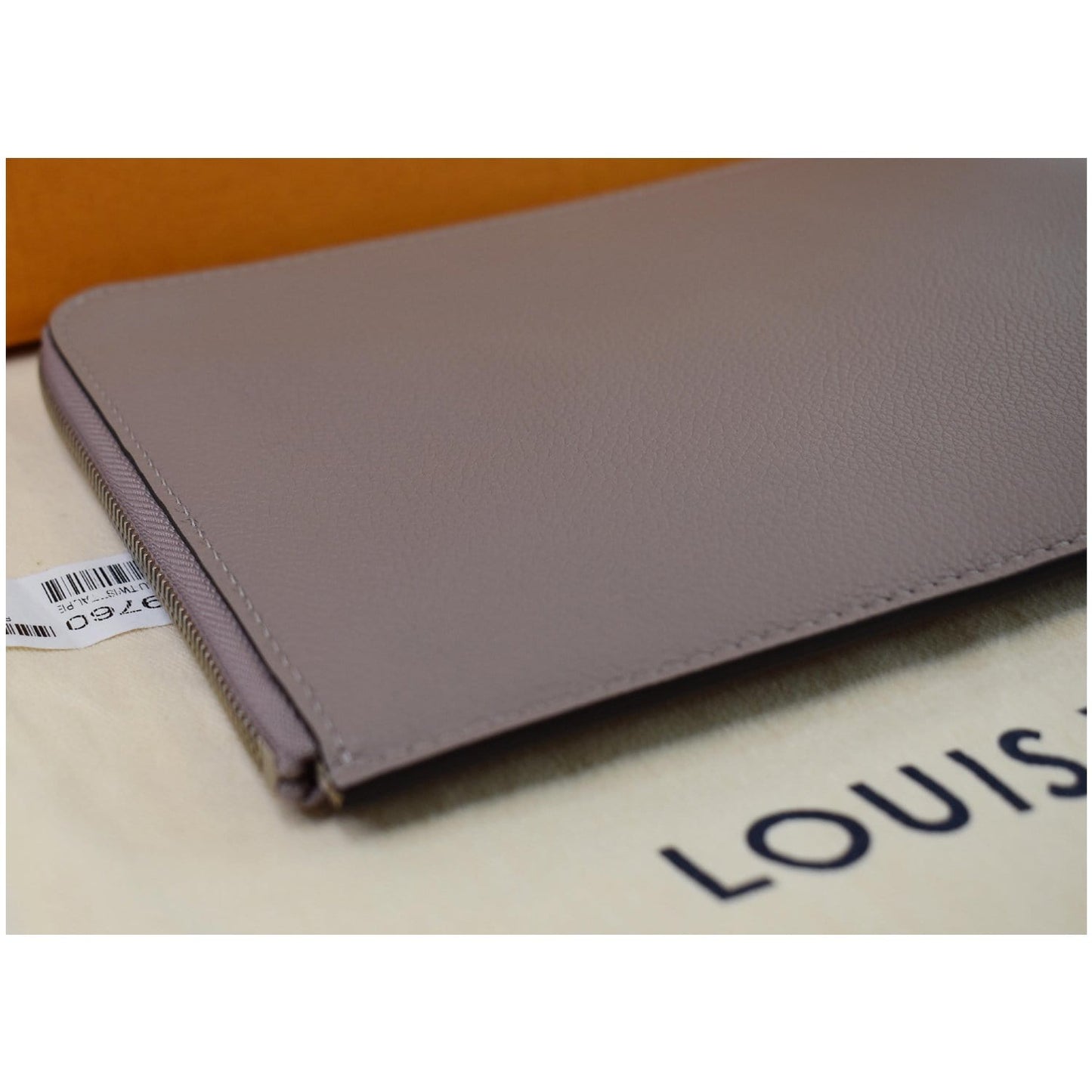 LOUIS VUITTON Jules PM Pochette Leather Clutch Taupe