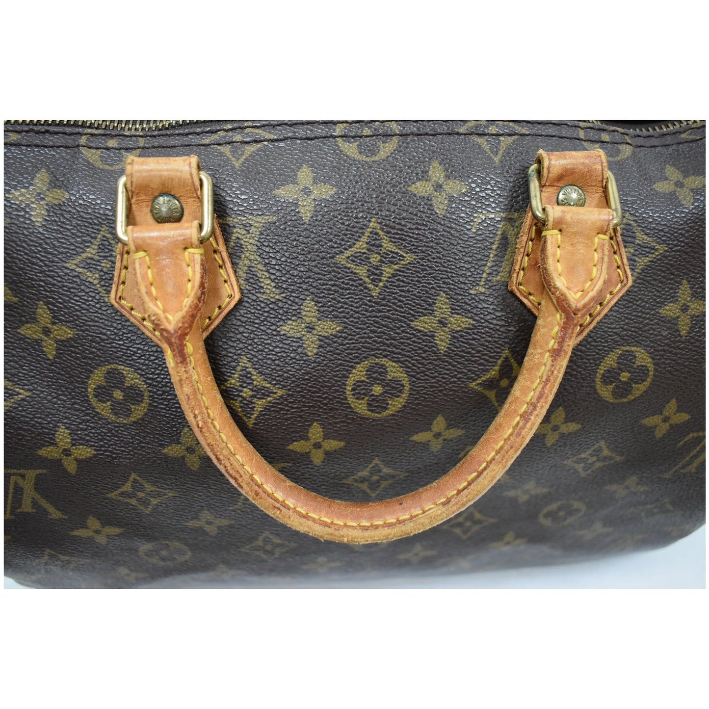 LOUIS VUITTON Speedy 35 Monogram Canvas Satchel Bag Brown