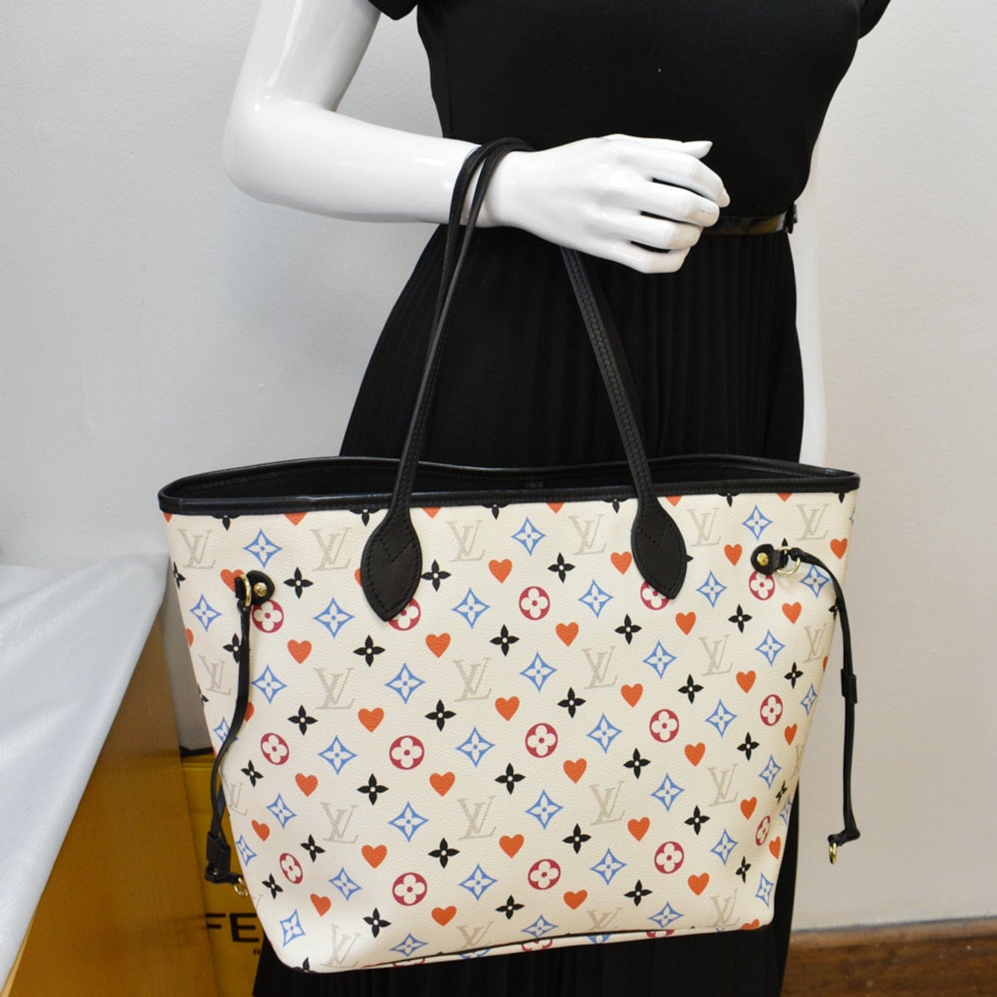 LOUIS VUITTON Game On Neverfull Monogram Canvas Shoulder Bag White