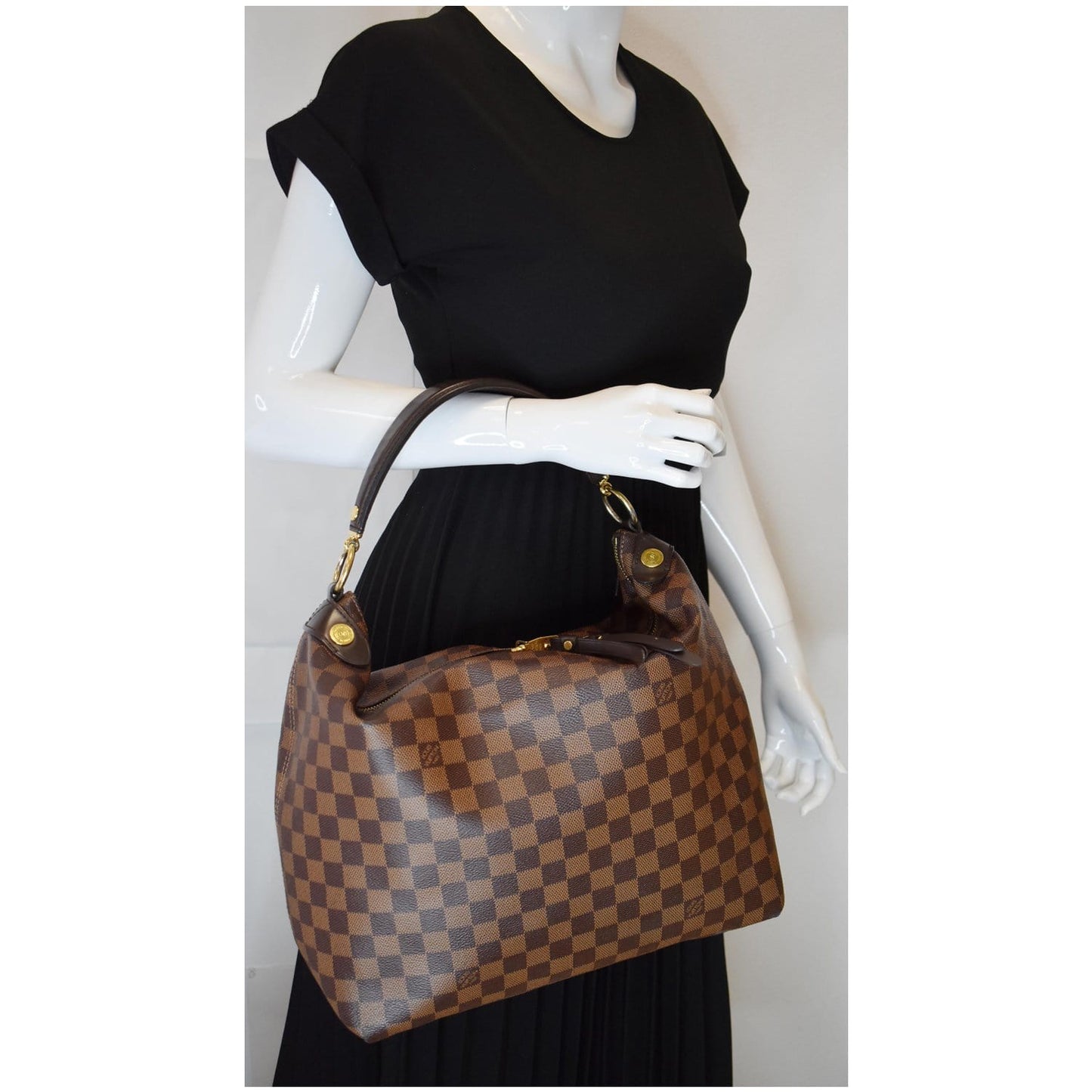 LOUIS VUITTON Duomo Hobo Damier Ebene Hobo Bag Brown
