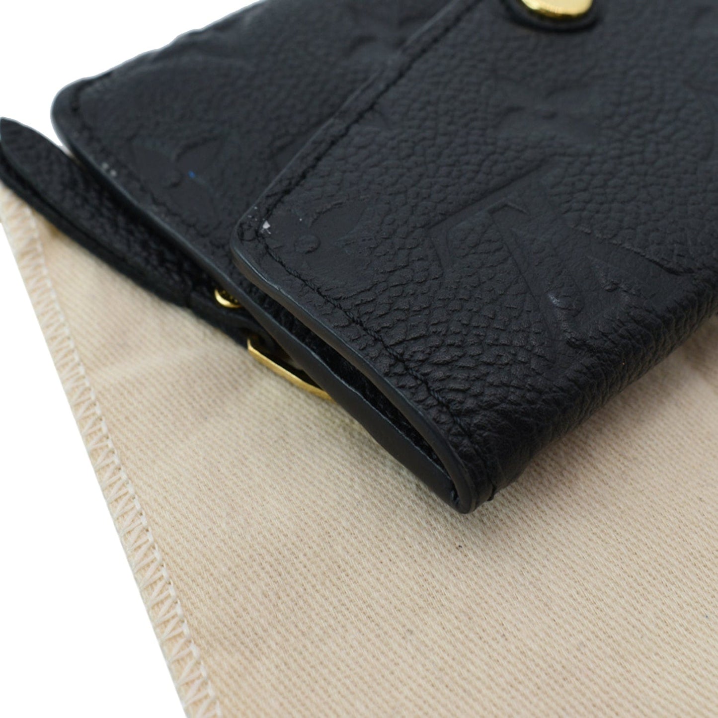 LOUIS VUITTON Key Pouch Empreinte Leather Wallet Noir