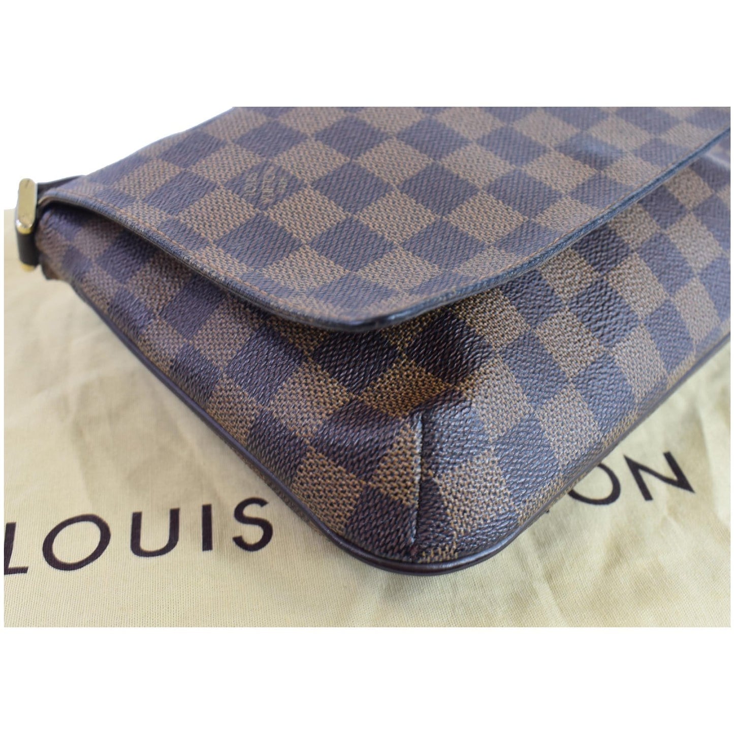 LOUIS VUITTON Musette Tango Damier Ebene Shoulder Bag Brown