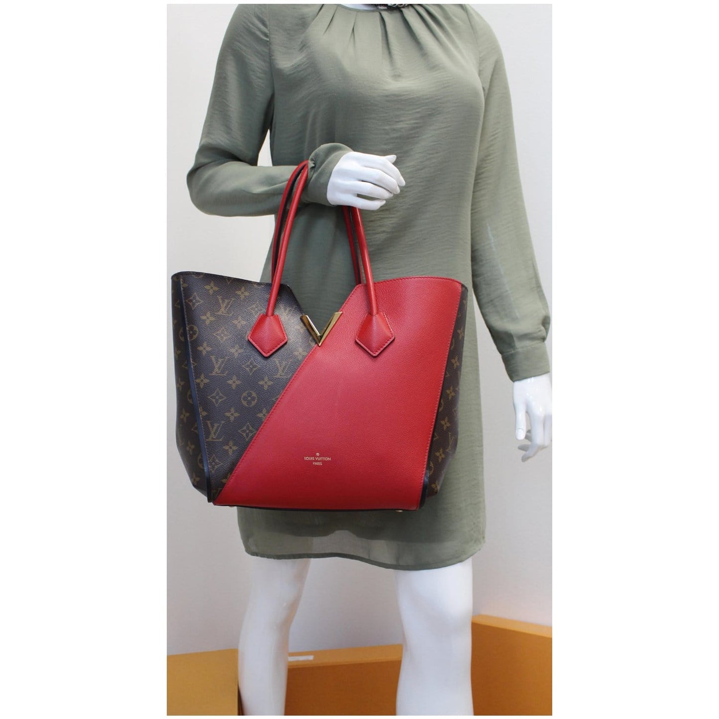 LOUIS VUITTON Kimono Monogram Calfskin Tote Bag Brown/Cerise