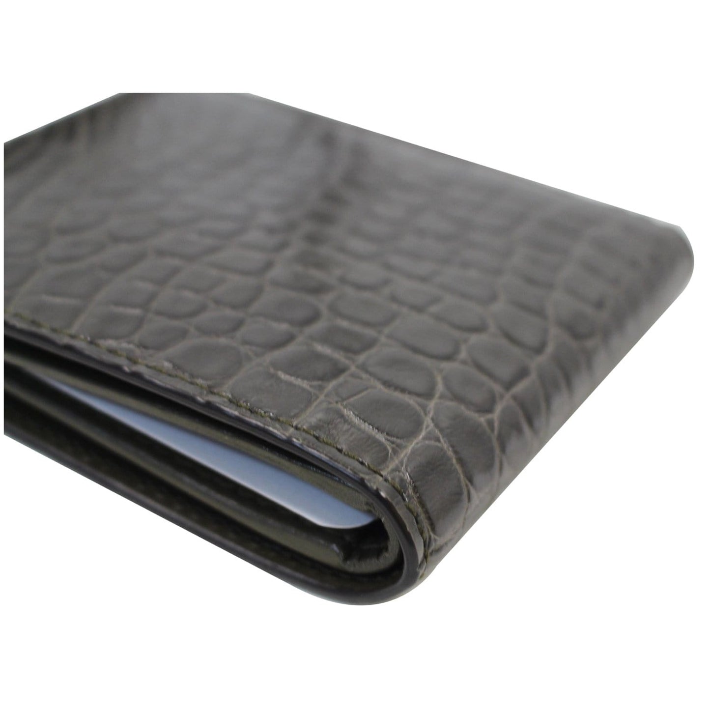 GUCCI Bi-Fold Crocodile Leather Wallet Black 365482 - 25% OFF