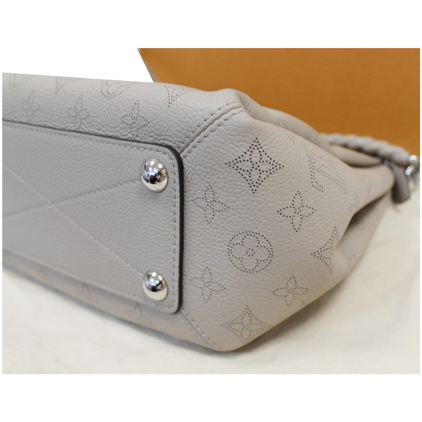 LOUIS VUITTON Mahina Babylone Chain BB Leather Shoulder Bag Galet