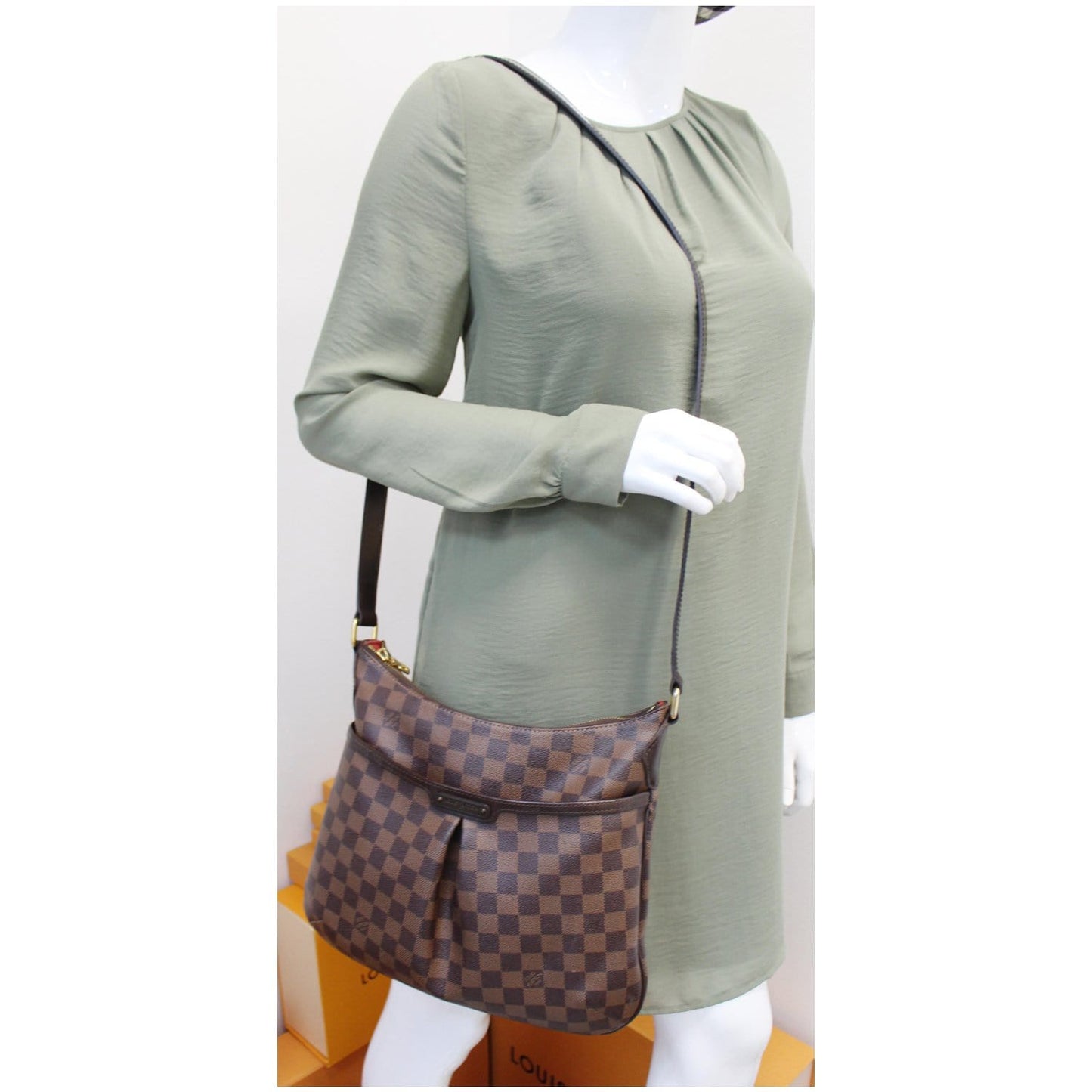 LOUIS VUITTON Bloomsbury PM Damier Ebene Crossbody Bag Brown