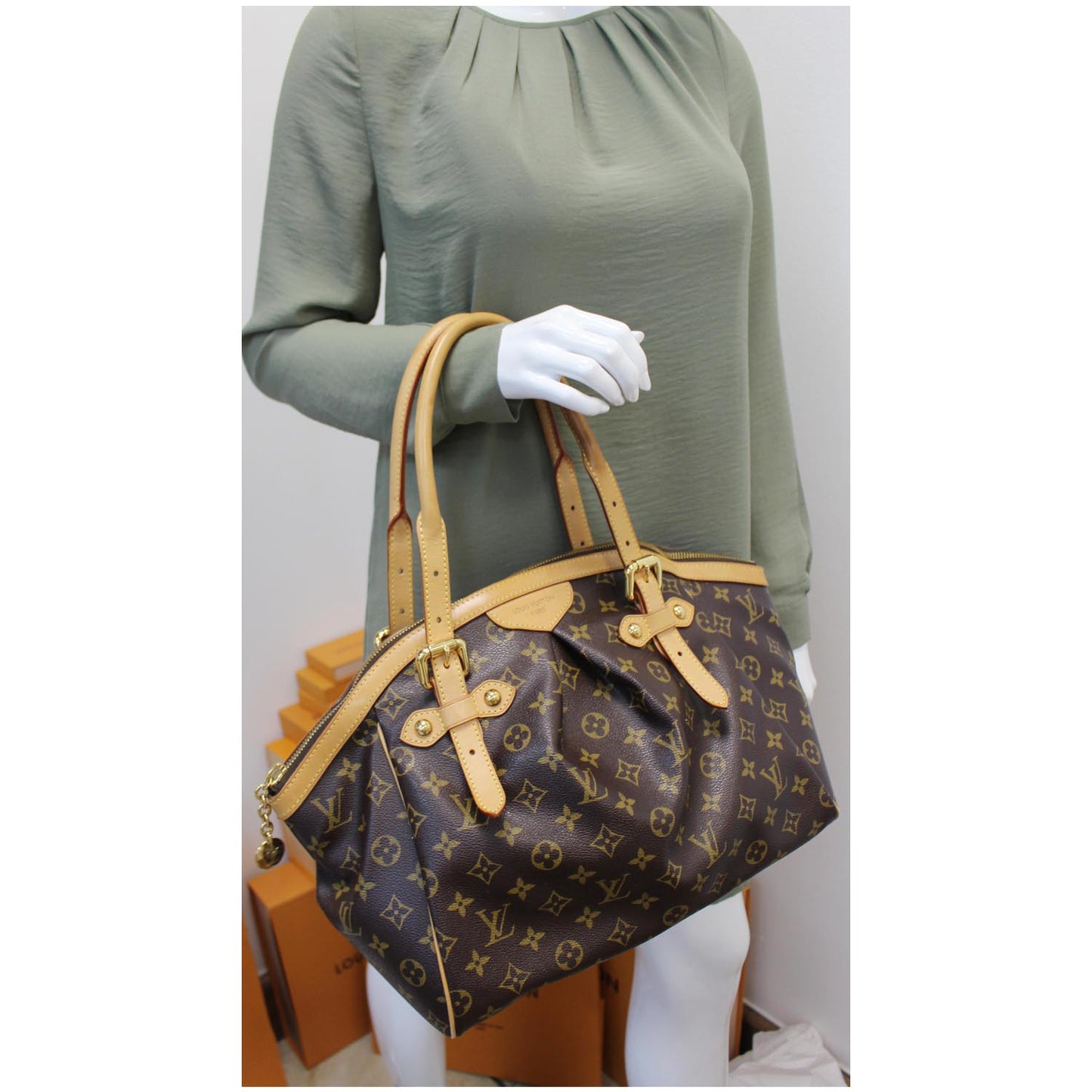LOUIS VUITTON Tivoli GM Monogram Canvas Shoulder Bag Brown