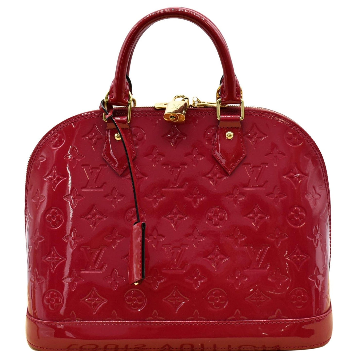 LOUIS VUITTON Alma PM Monogram Vernis Satchel Bag Red
