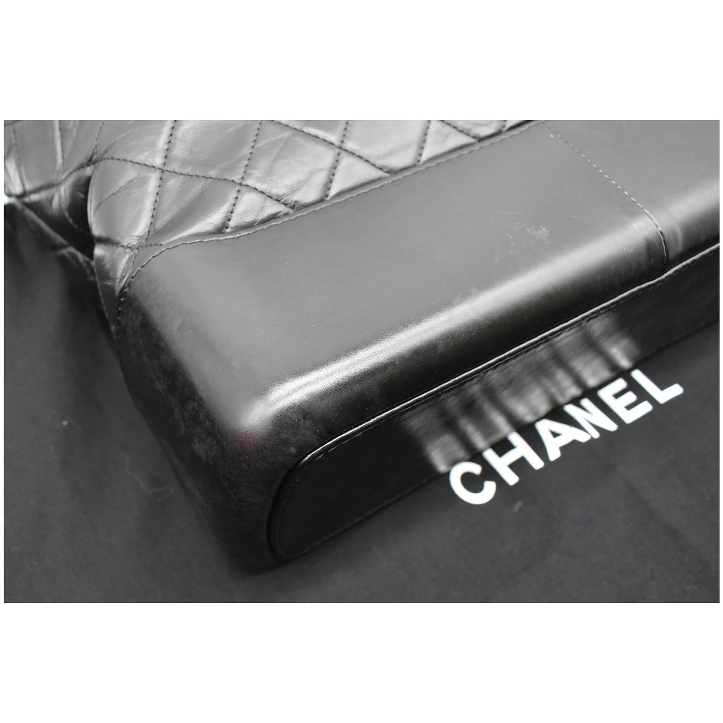 CHANEL Gabrielle Large Quilted Calfskin Leather Shopping Tote Bag Black
