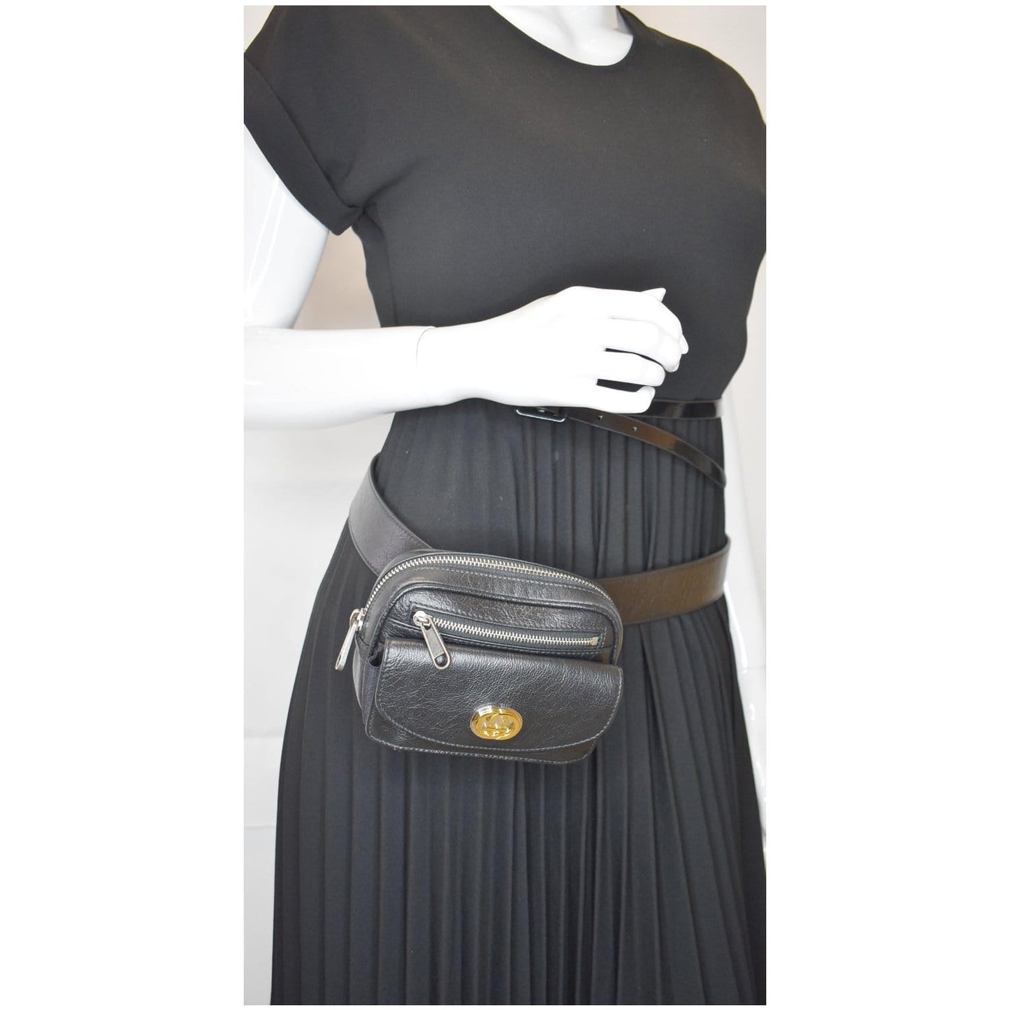 GUCCI Morpheus Leather Belt Bag Black 597676 - Final Sale