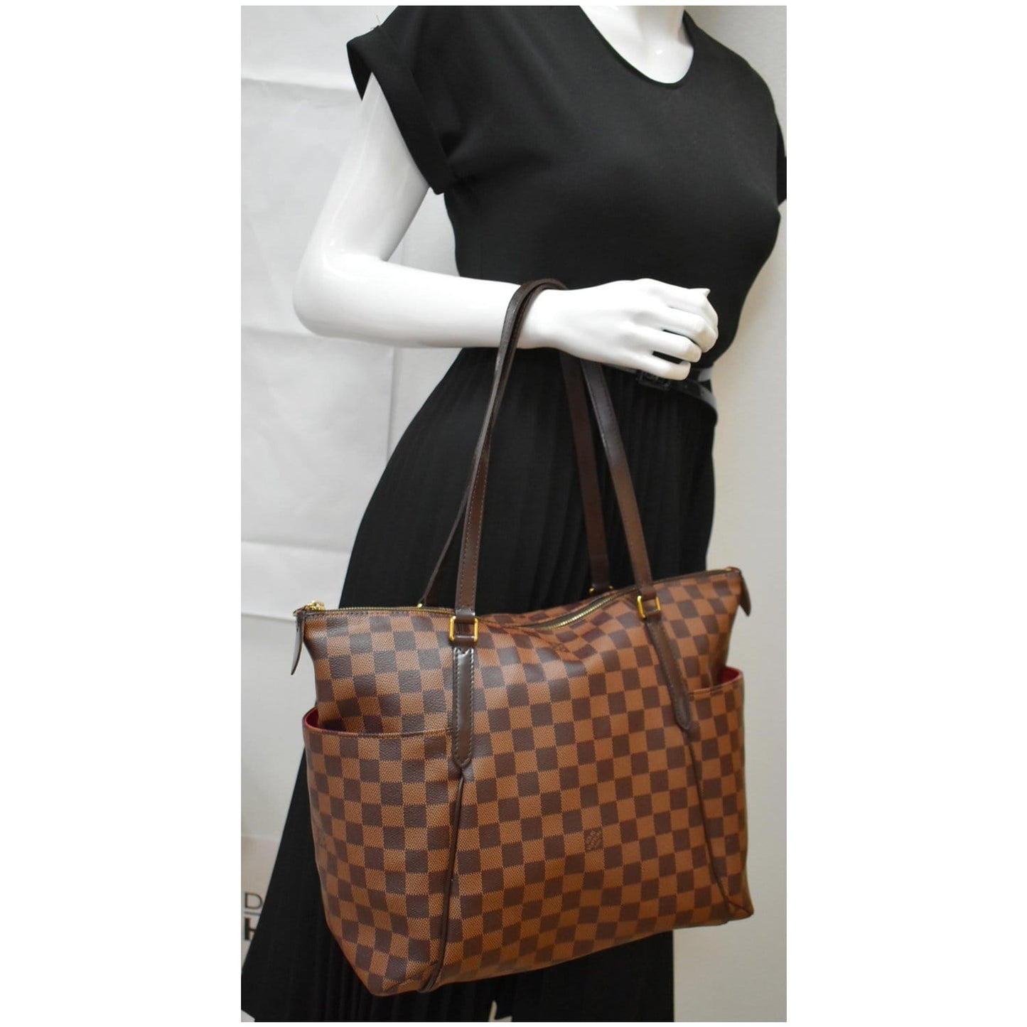 LOUIS VUITTON Totally MM Damier Ebene Shoulder Bag Brown