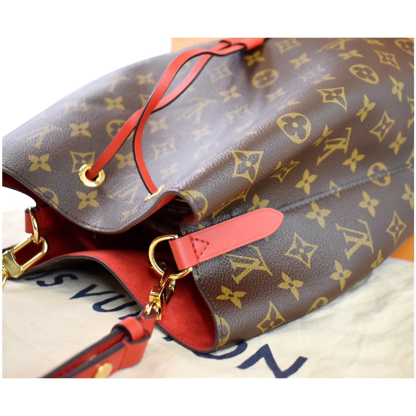 LOUIS VUITTON Neonoe Monogram Canvas Shoulder Bag Coquelicot