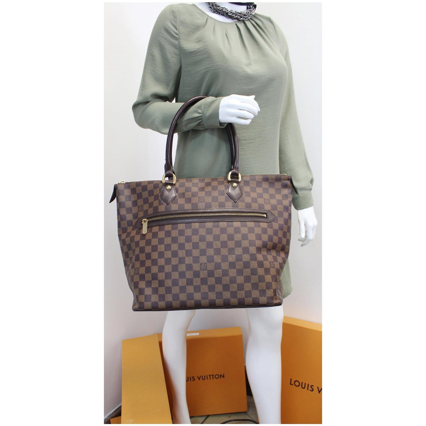 LOUIS VUITTON Saleya GM Damier Ebene Shoulder Bag Brown