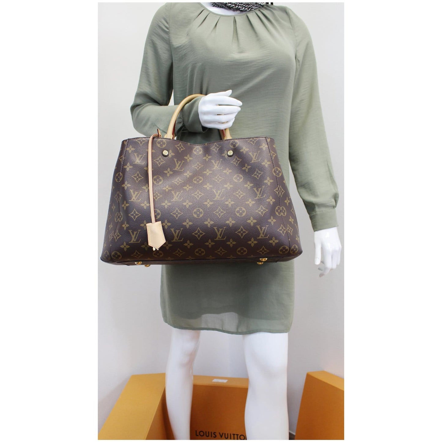 LOUIS VUITTON Montaigne GM Monogram Canvas Shoulder Bag Brown