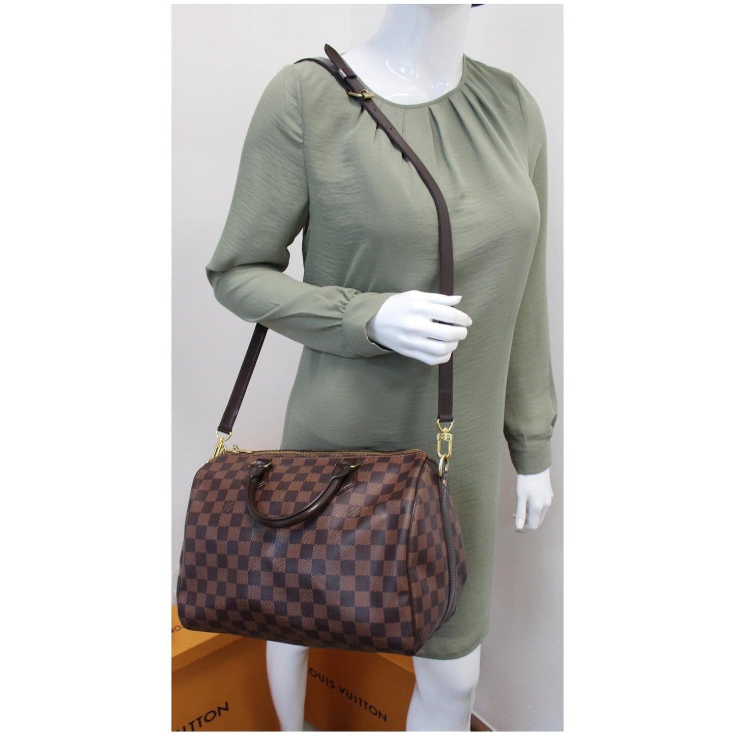 LOUIS VUITTON Speedy 30 Bandouliere Damier Ebene Shoulder Bag Brown