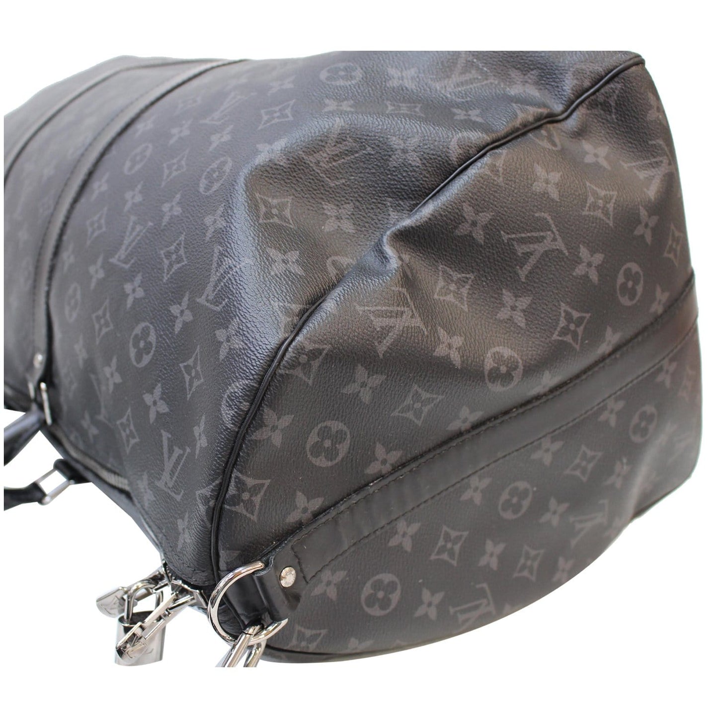 LOUIS VUITTON Keepall 55 Bandouliere Monogram Eclipse Travel Bag Black
