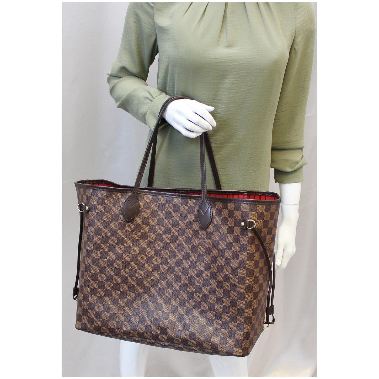 LOUIS VUITTON Neverfull GM Damier Ebene Tote Shoulder Bag Brown