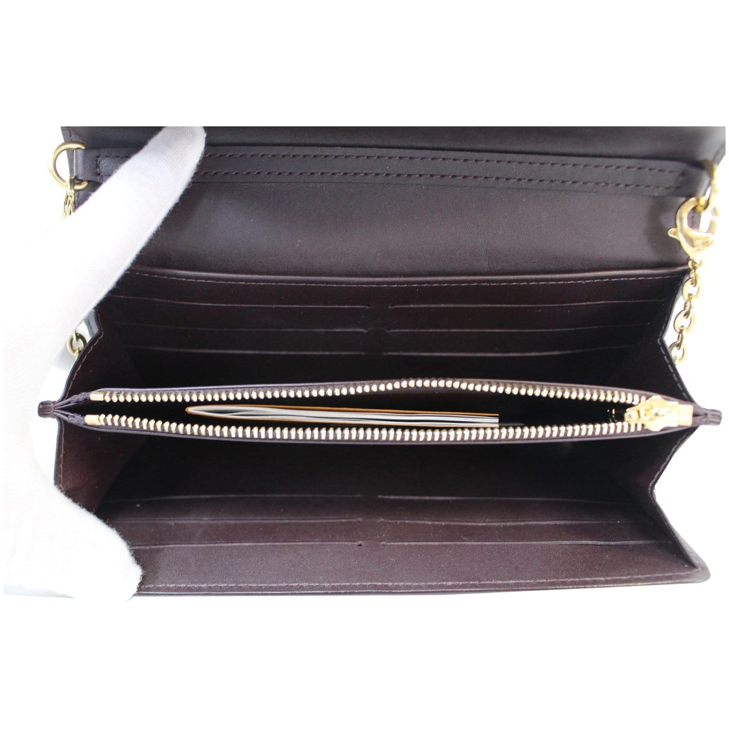 LOUIS VUITTON Mira Monogram Vernis Shoulder Chain Wallet Amarante