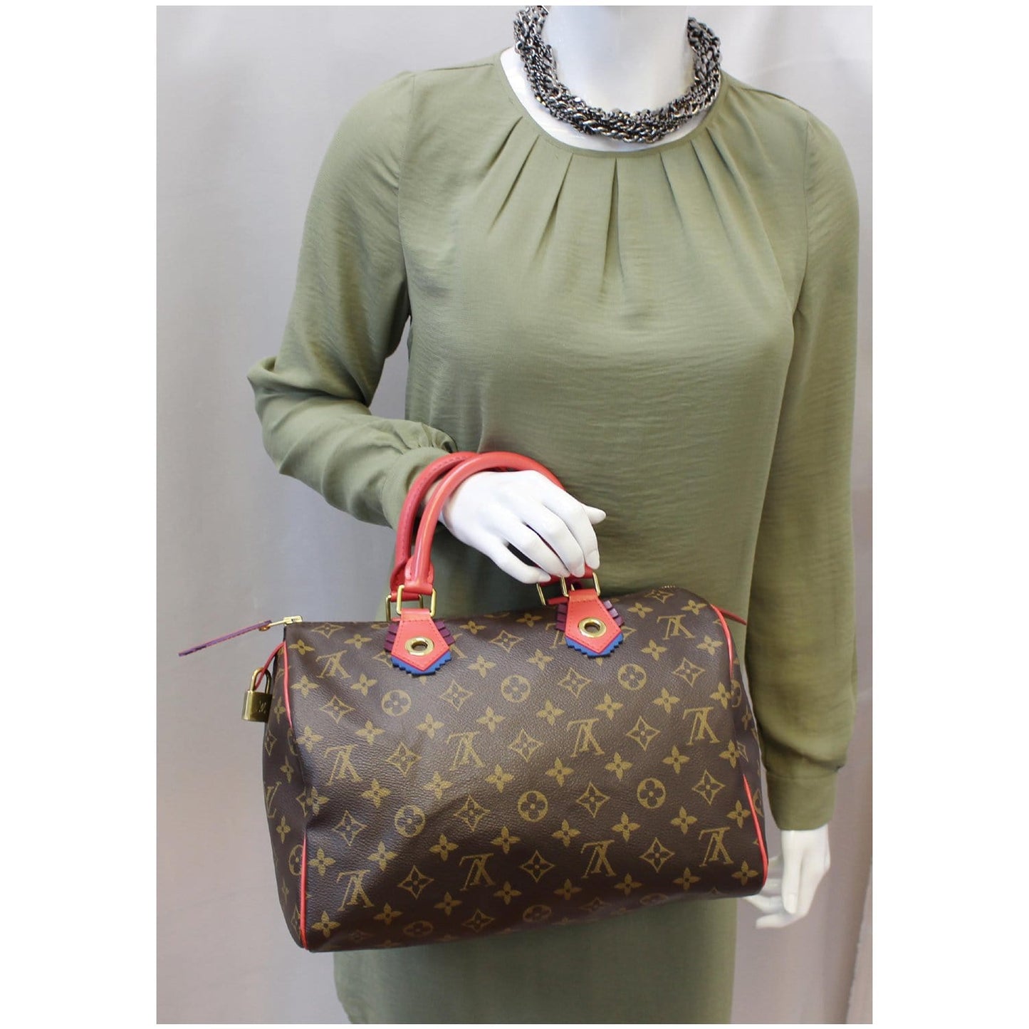 Louis Vuitton Totem Speedy 30 Monogram Canvas Satchel Bag Brown