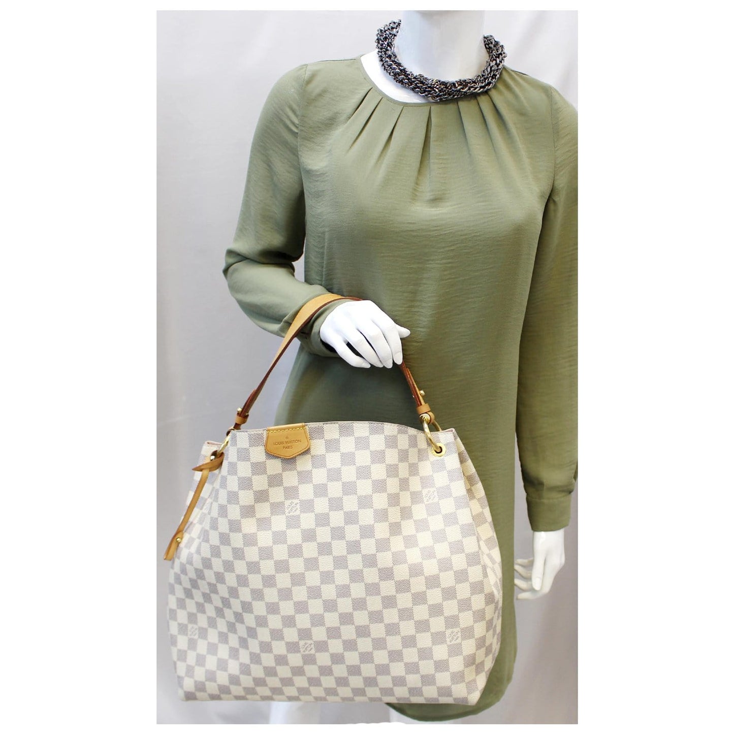 LOUIS VUITTON Graceful MM Damier Azur Shoulder Bag