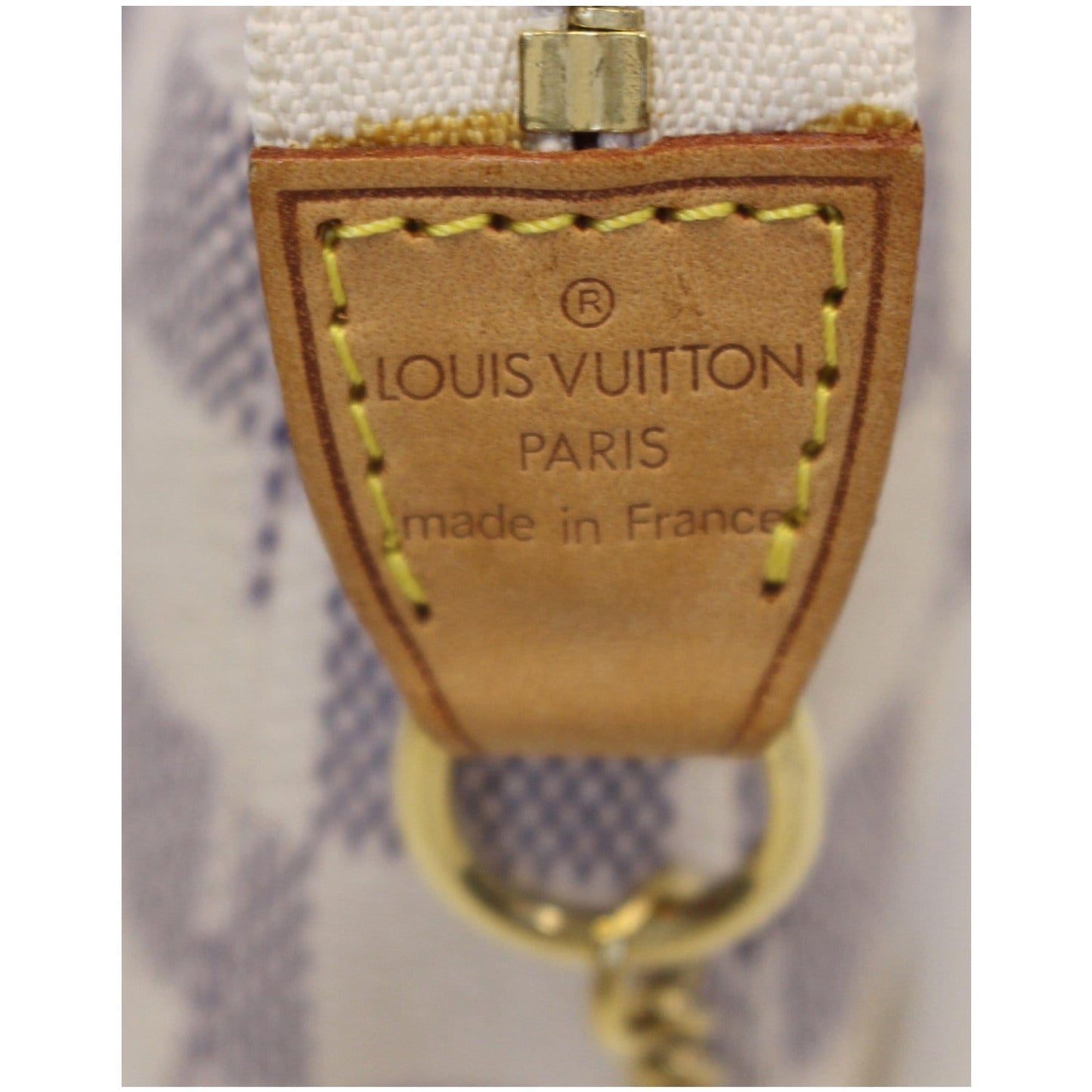 LOUIS VUITTON Mini Pochette Damier Azur Accessoires Pouch White