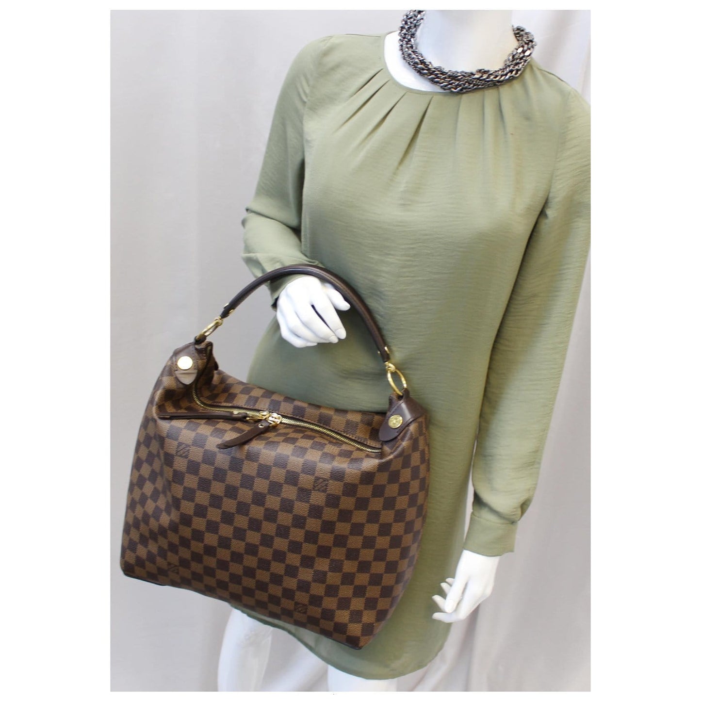LOUIS VUITTON Duomo Hobo Damier Ebene Shoulder Bag Brown