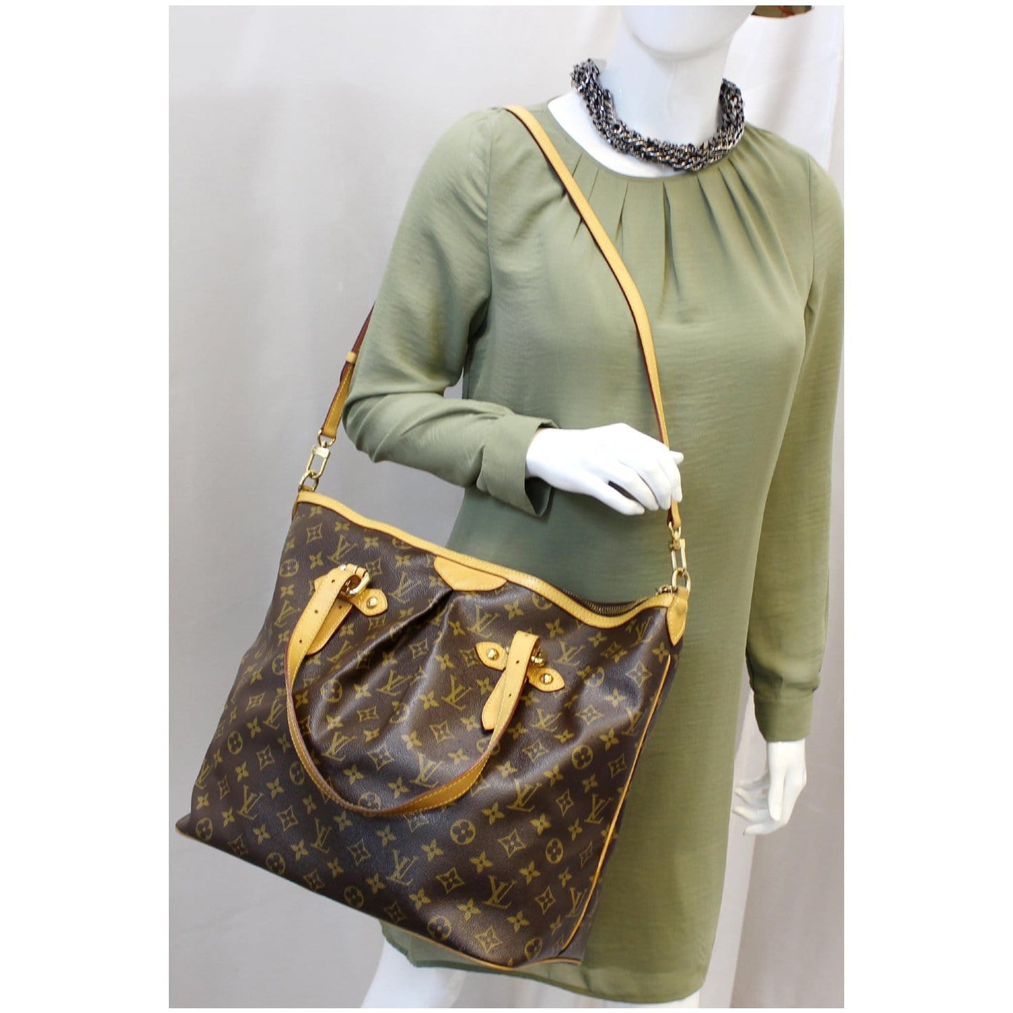 LOUIS VUITTON Palermo GM Monogram Canvas Tote Shoulder Bag Brown