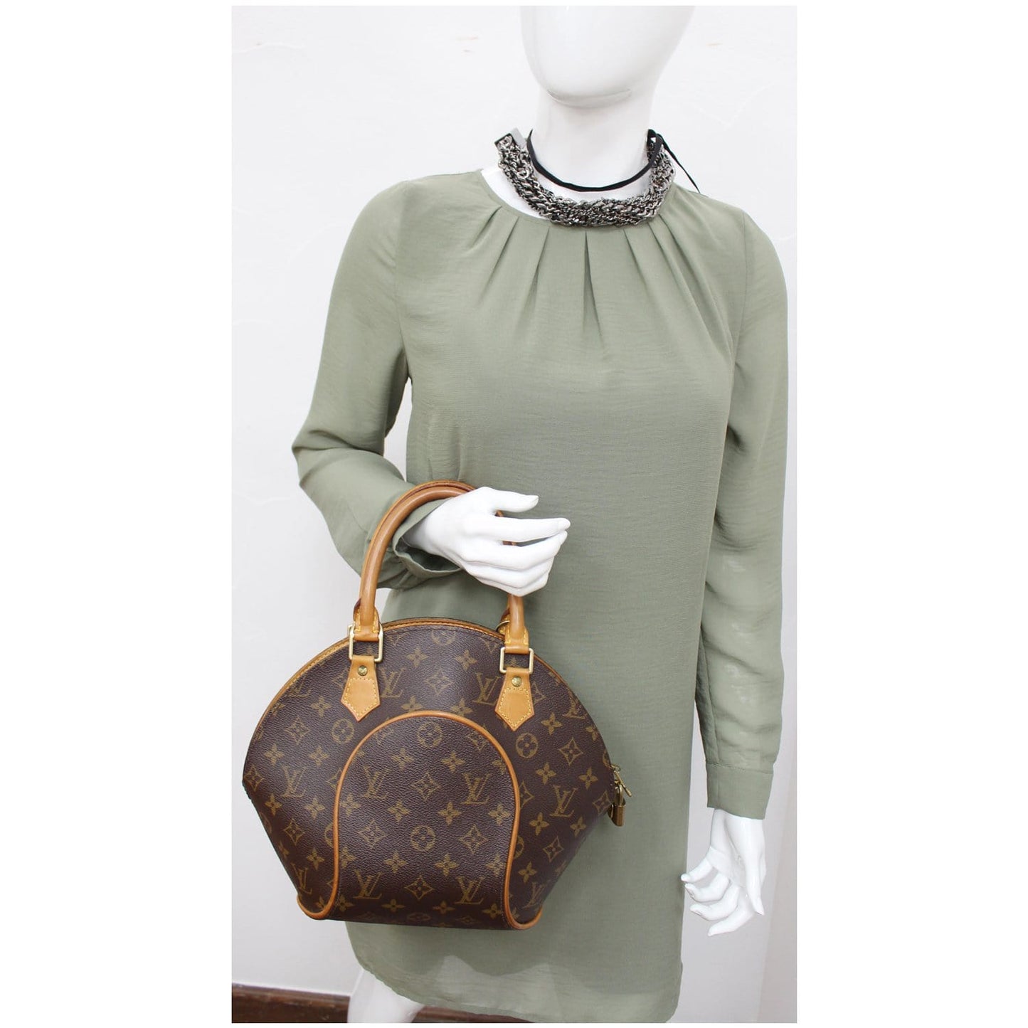 LOUIS VUITTON Ellipse PM Monogram Canvas Satchel Bag Brown