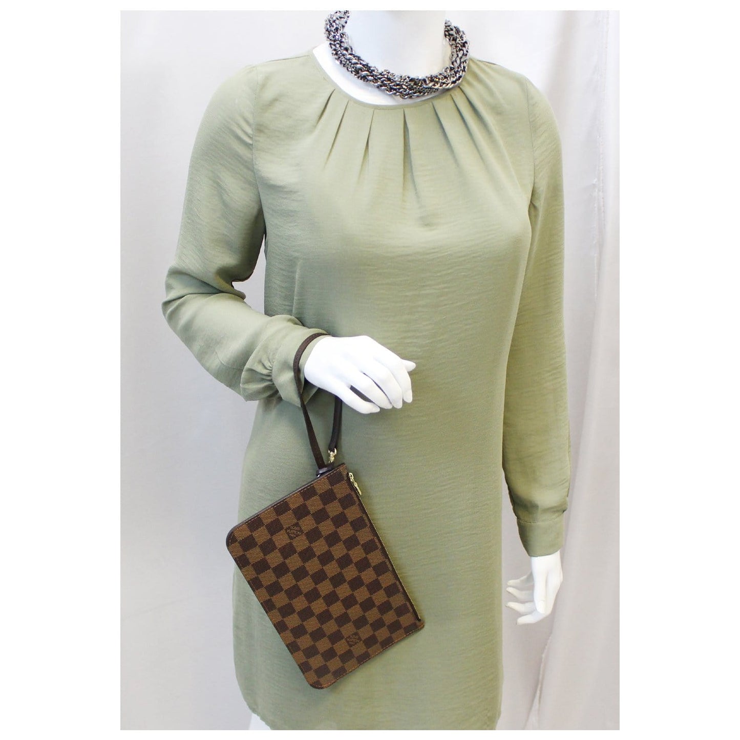 LOUIS VUITTON Pochette Wristlet Pouch Damier Ebene Neverfull MM