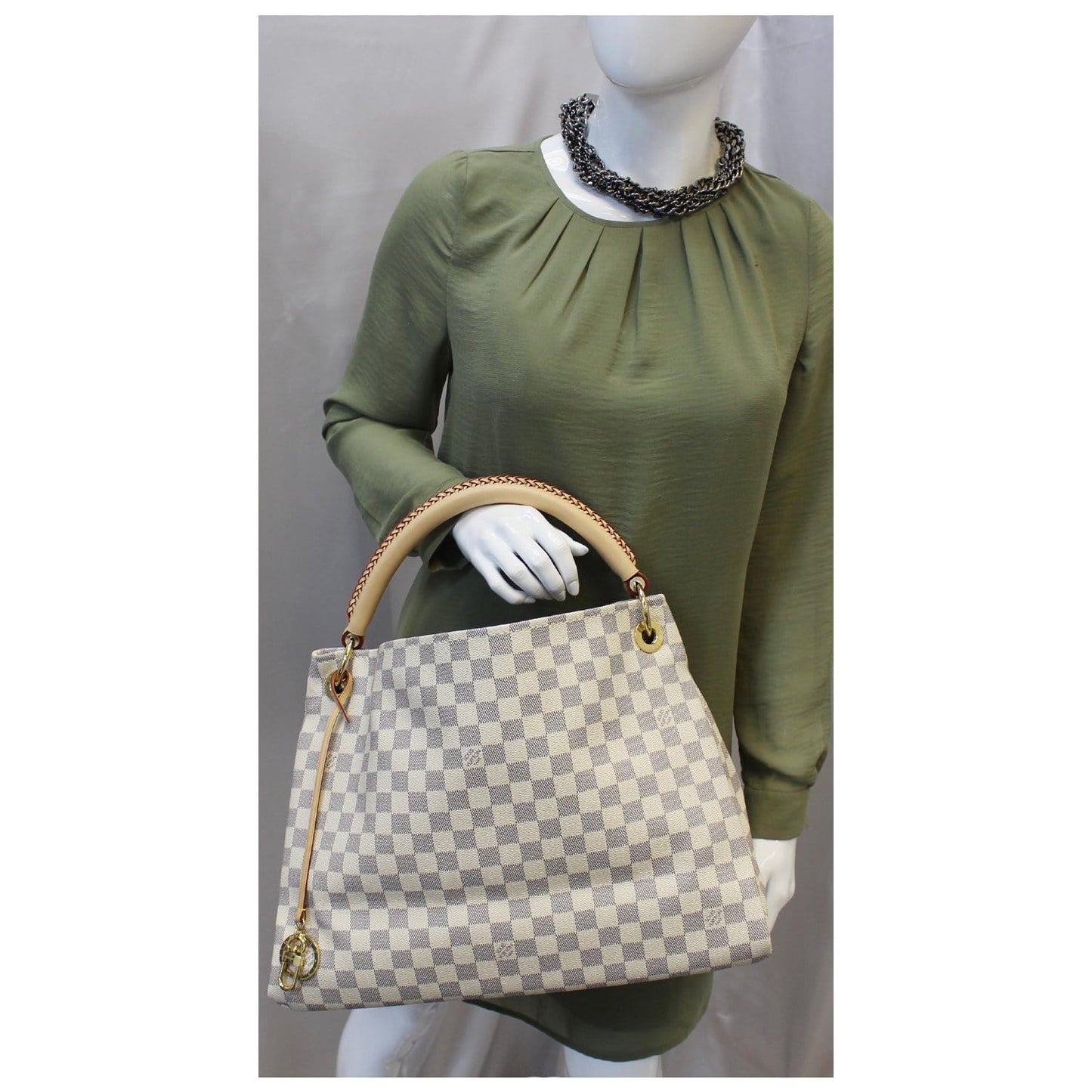 LOUIS VUITTON Artsy MM Damier Azur Shoulder Bag White