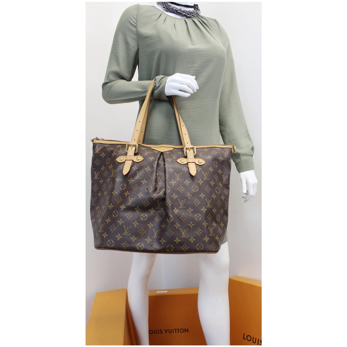 LOUIS VUITTON Palermo GM Monogram Canvas Tote Shoulder Bag Brown