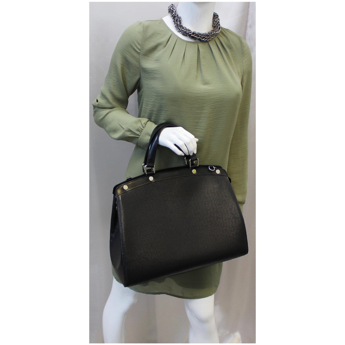 LOUIS VUITTON Brea GM Epi Leather Satchel Bag Black