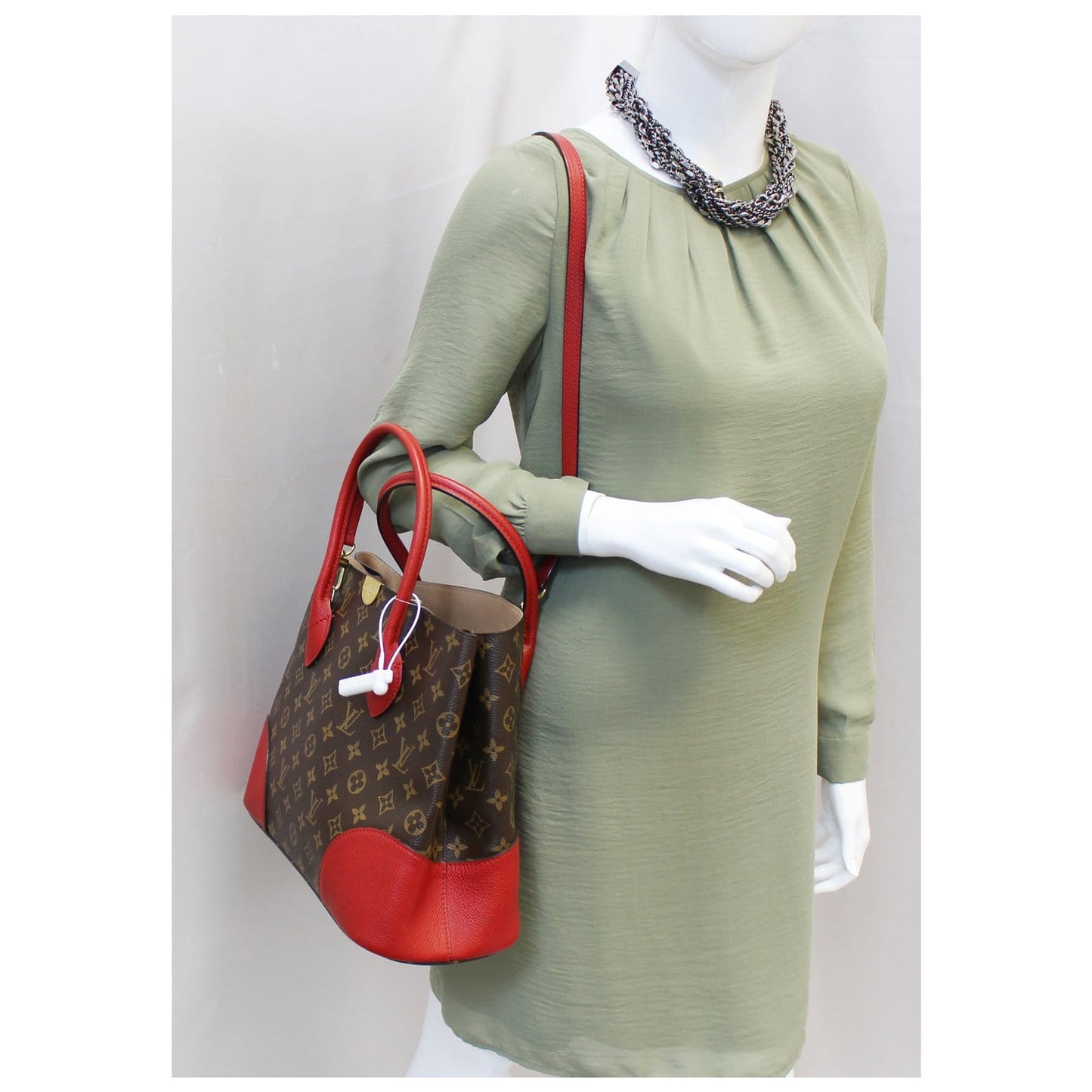LOUIS VUITTON Flandrin Monogram Canvas Tote Shoulder Bag Cherry