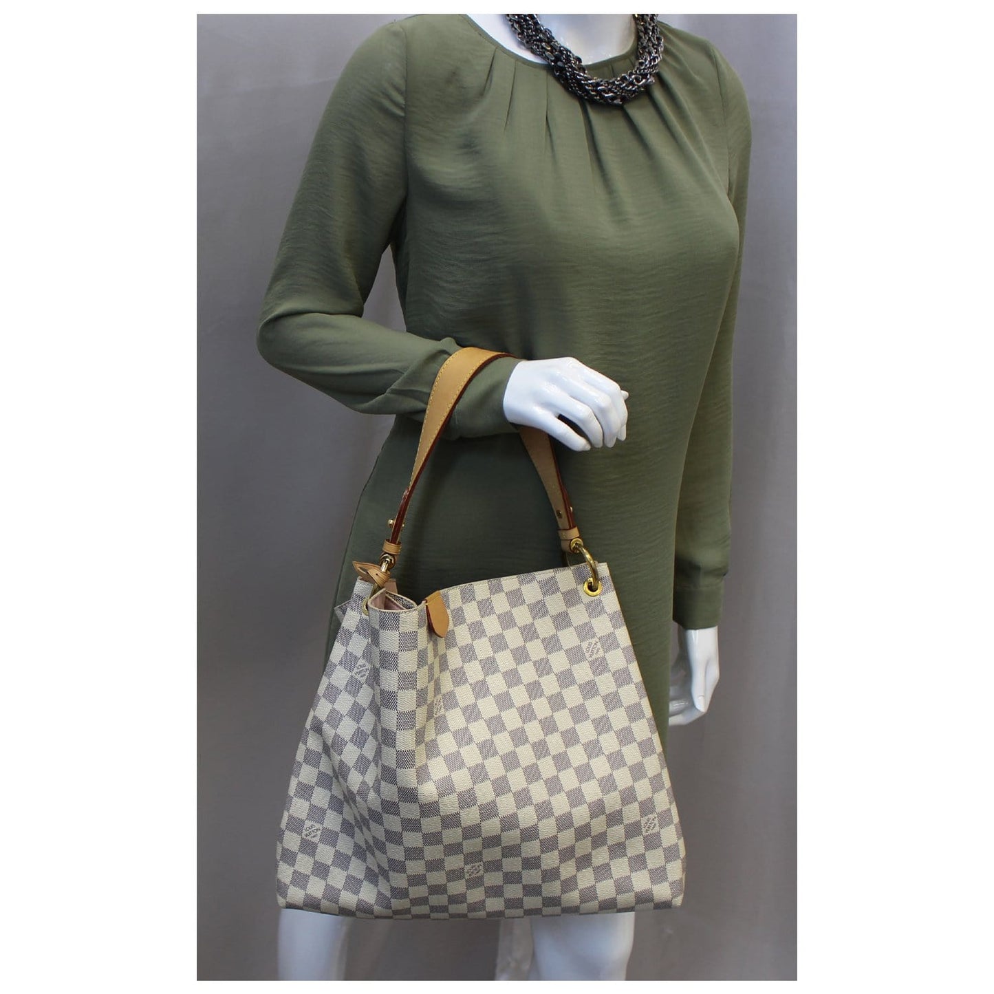 LOUIS VUITTON Graceful MM Damier Azur Shoulder Bag