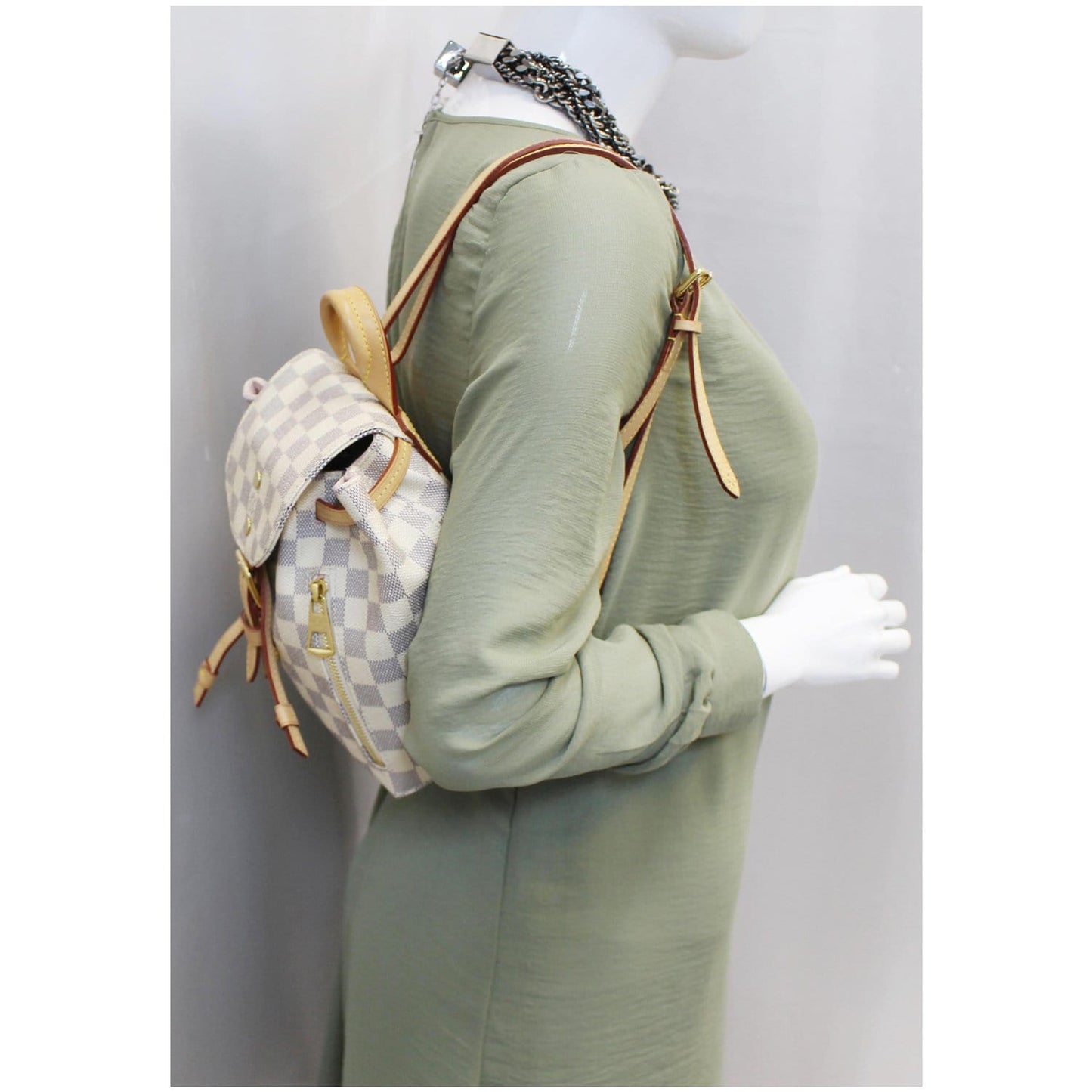 LOUIS VUITTON Sperone BB Damier Azur Backpack Bag White