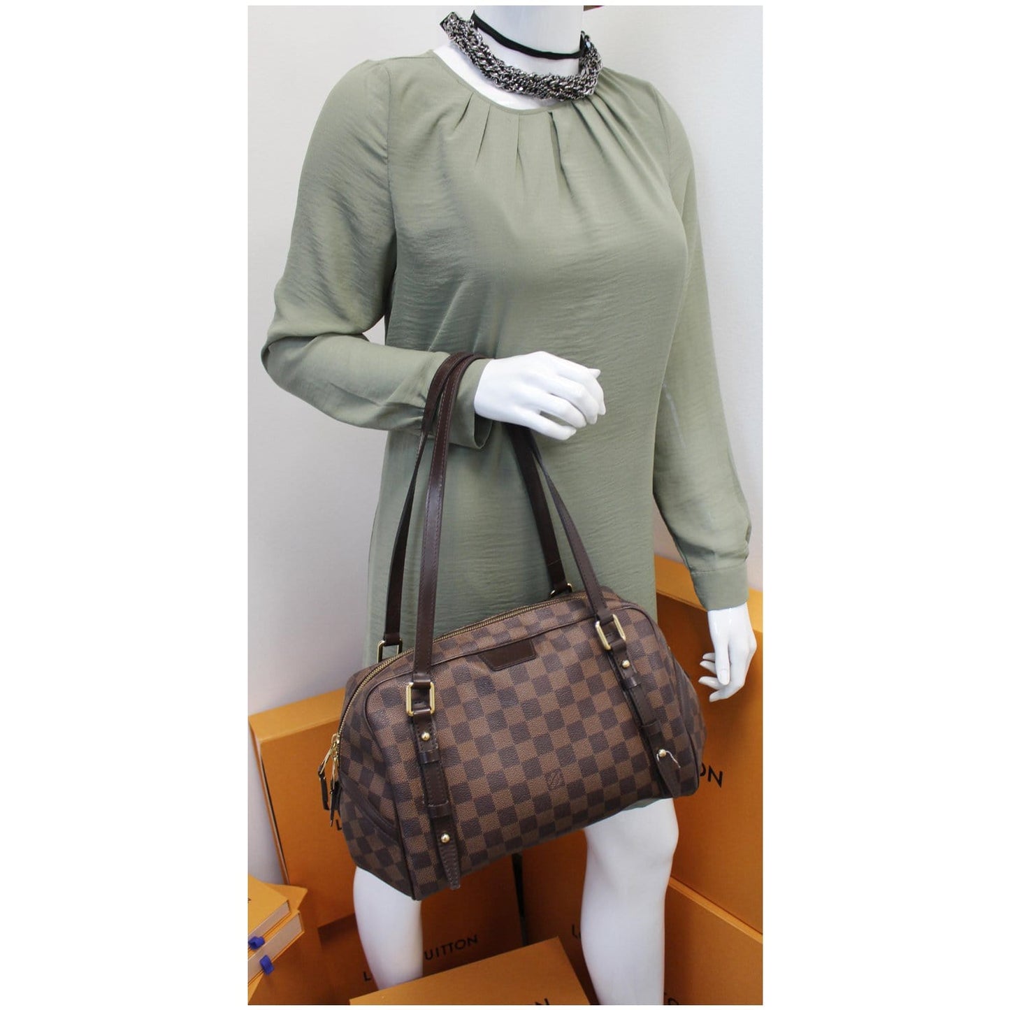 LOUIS VUITTON Rivington GM Damier Ebene Shoulder Bag Brown - 20% OFF