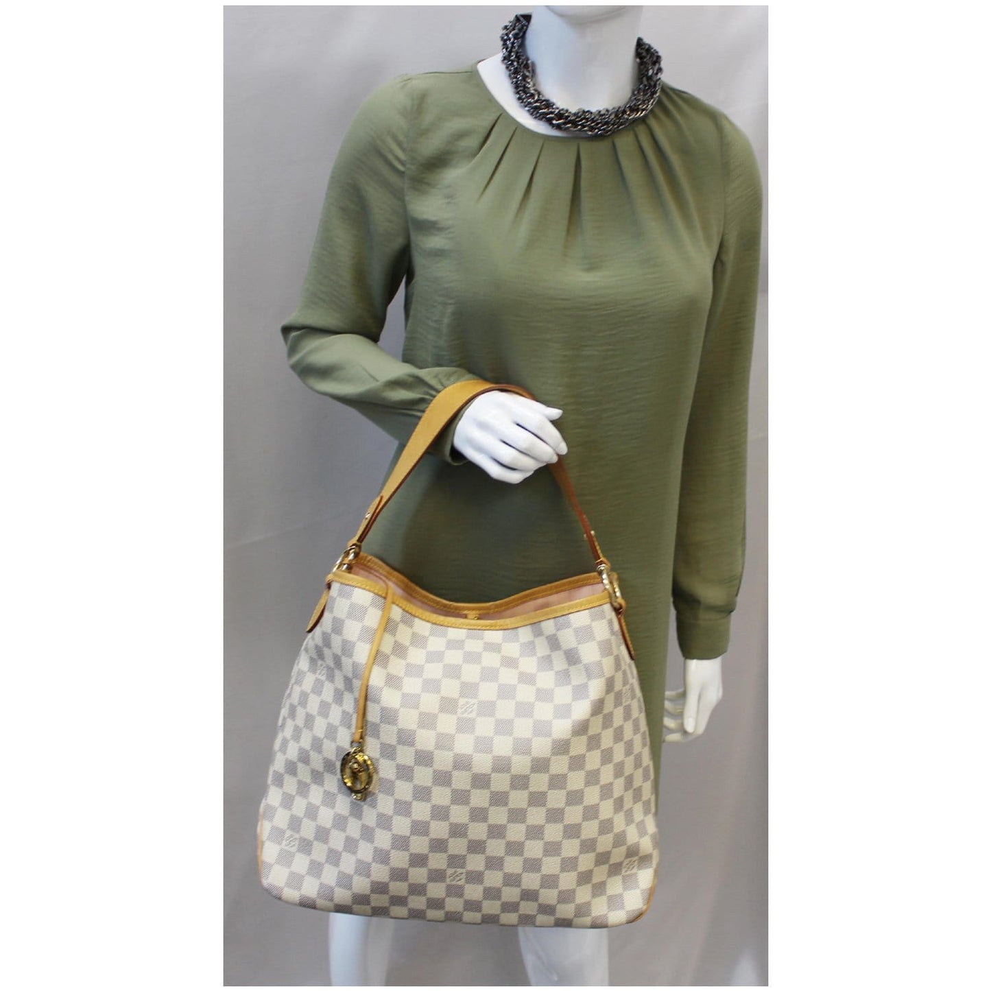 LOUIS VUITTON Delightful MM NM Damier Azur Hobo Shoulder Bag White