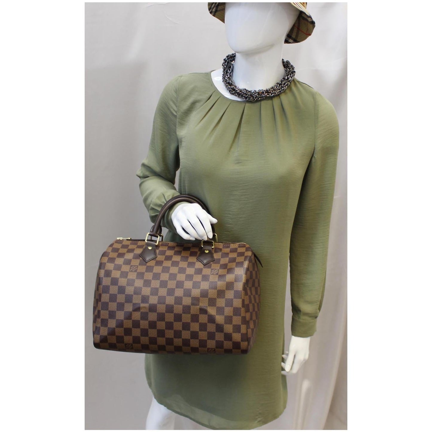 LOUIS VUITTON Speedy 30 Damier Ebene Satchel Bag Brown