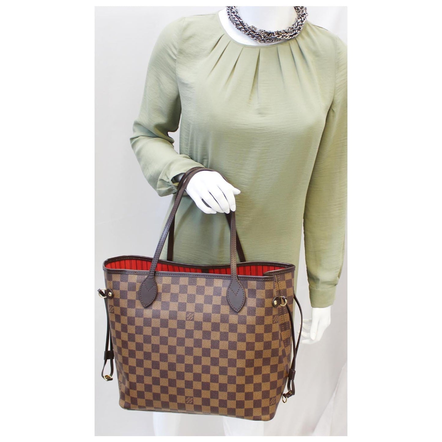LOUIS VUITTON Neverfull MM Damier Ebene Brown Tote Bag