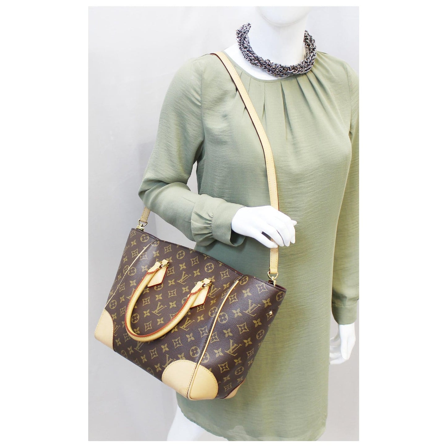 LOUIS VUITTON Phenix Monogram Canvas Shoulder Handbag Brown