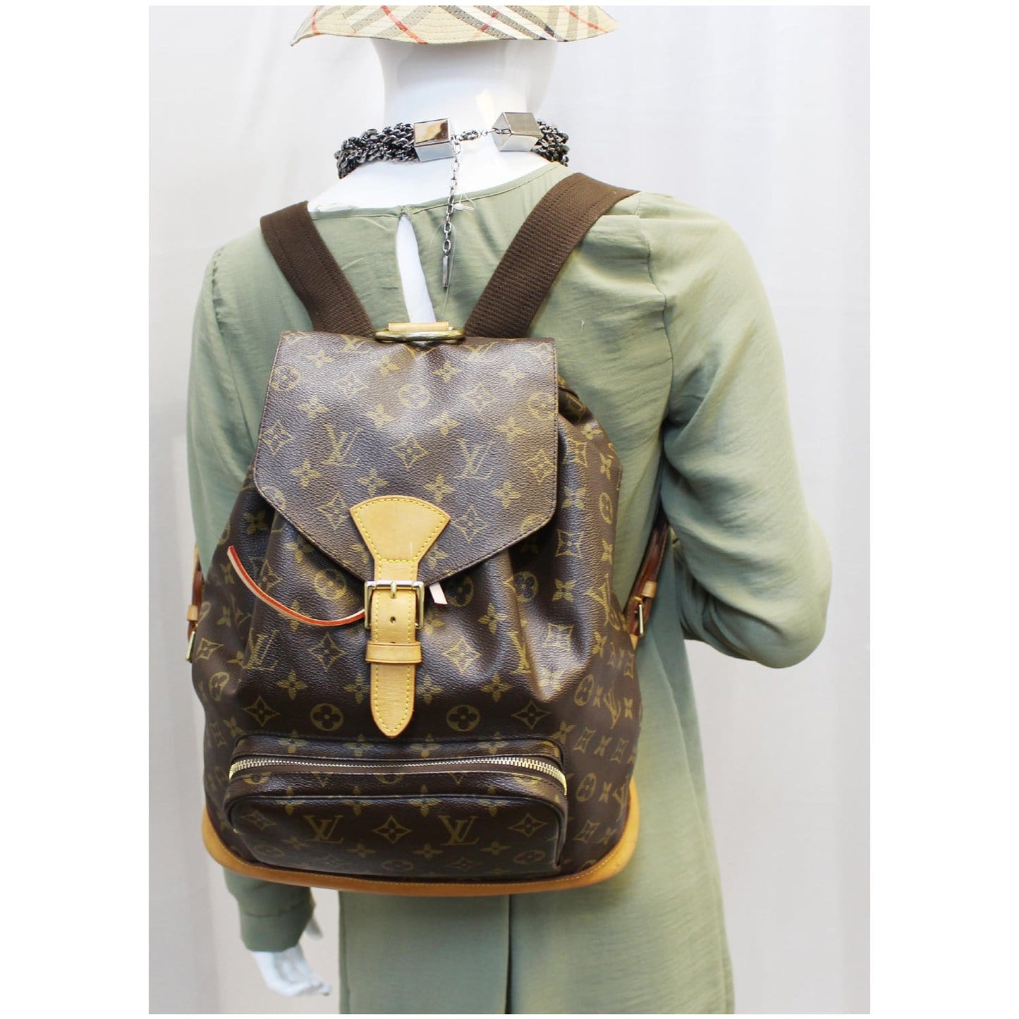 LOUIS VUITTON Montsouris GM Monogram Canvas Backpack Bag Brown
