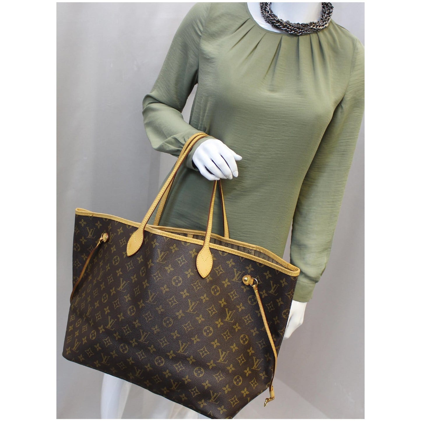 LOUIS VUITTON Neverfull GM Monogram Canvas Tote Shoulder Bag Brown