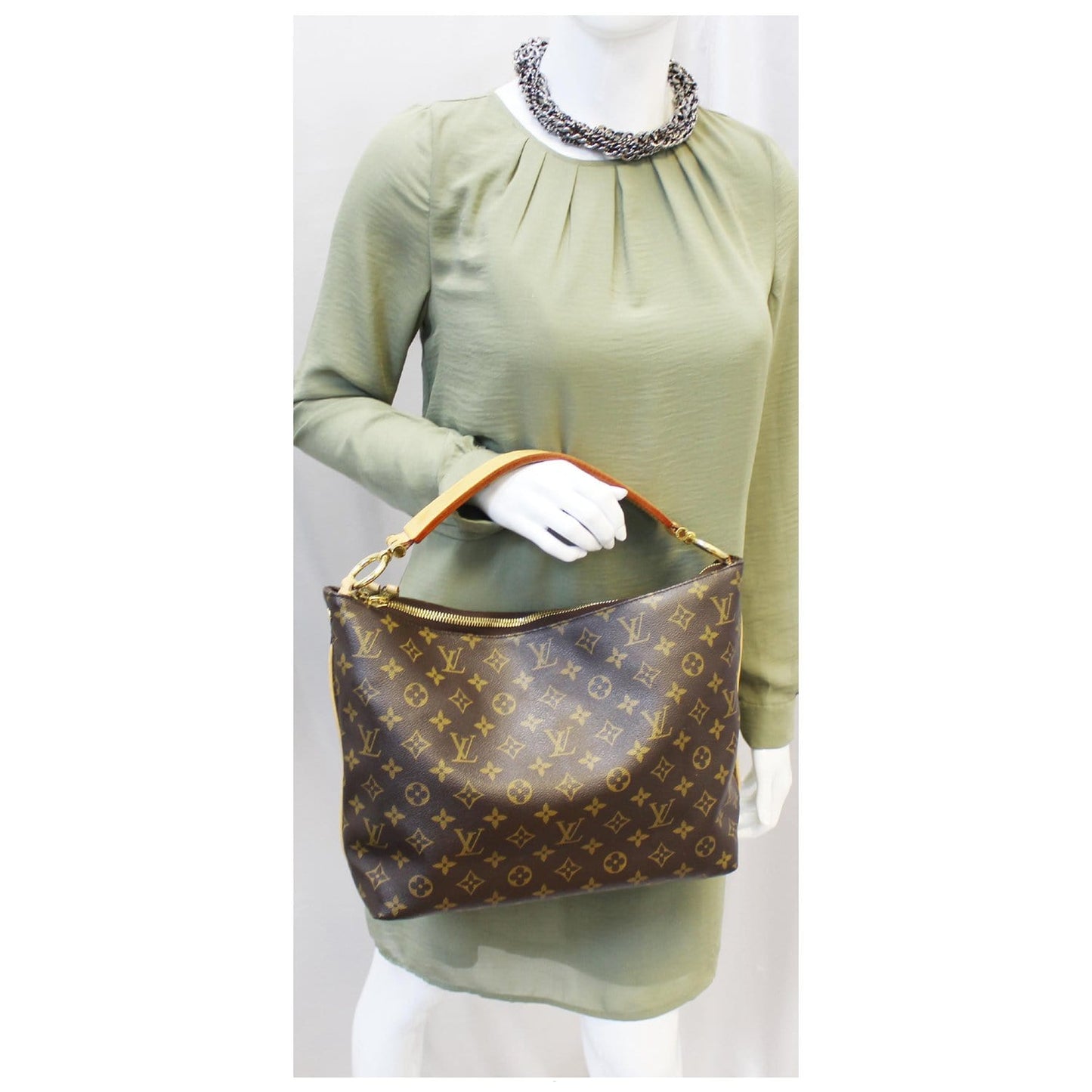 LOUIS VUITTON Sully PM Monogram Canvas Shoulder Bag Brown